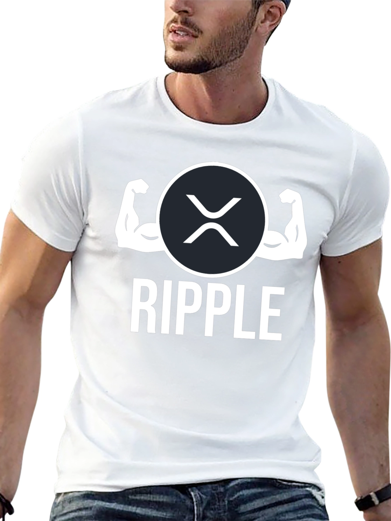 Ripple Strong Arms Black T-Shirt XRP Crypto HODL