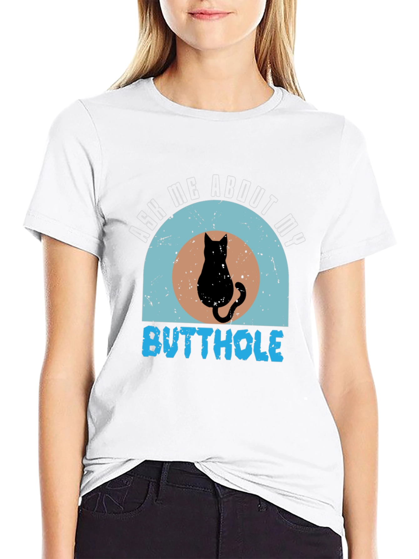 Ask Me About My Butthole Cat Graphic Tee