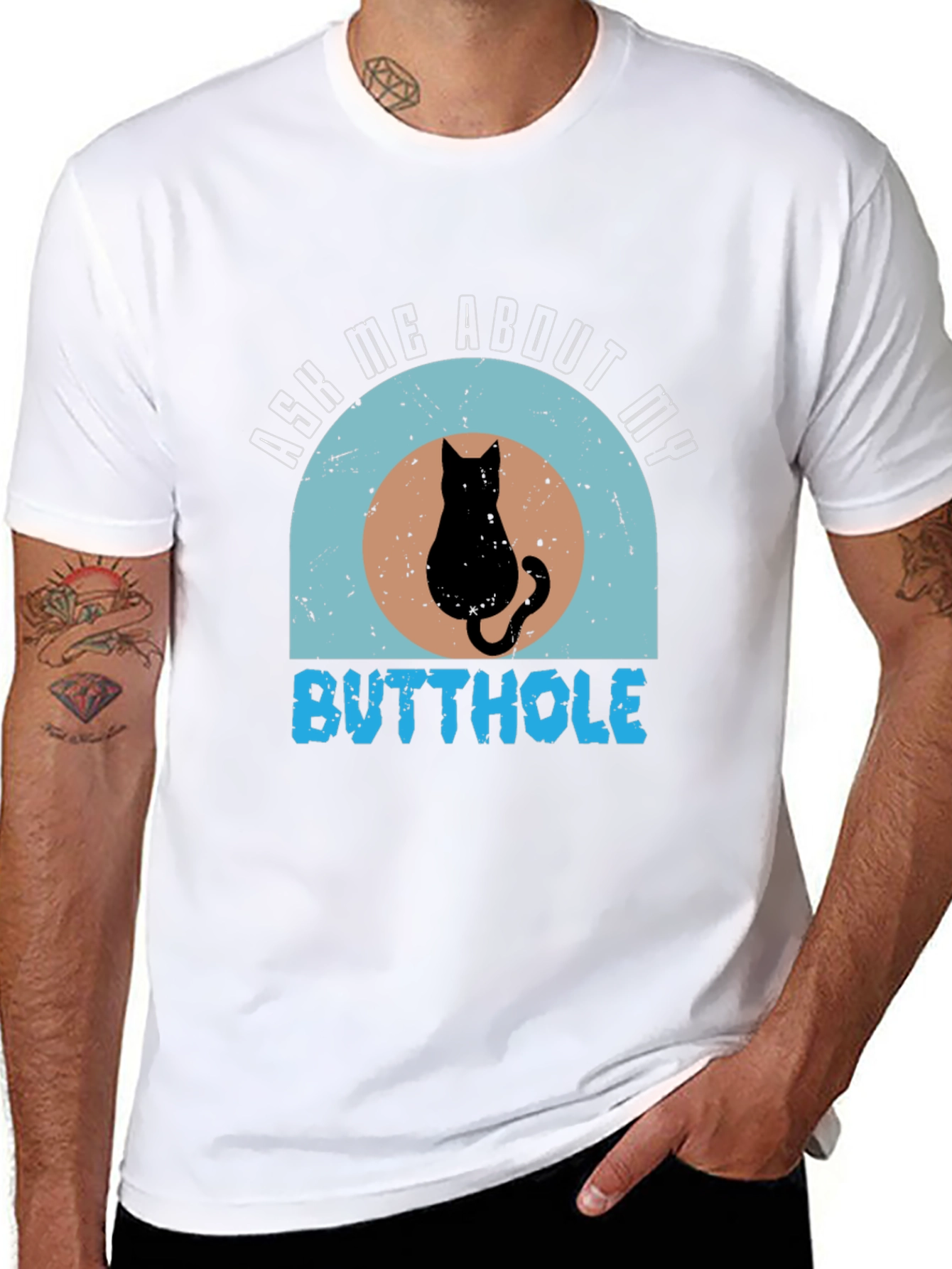 Ask Me About My Butthole Cat Graphic Tee