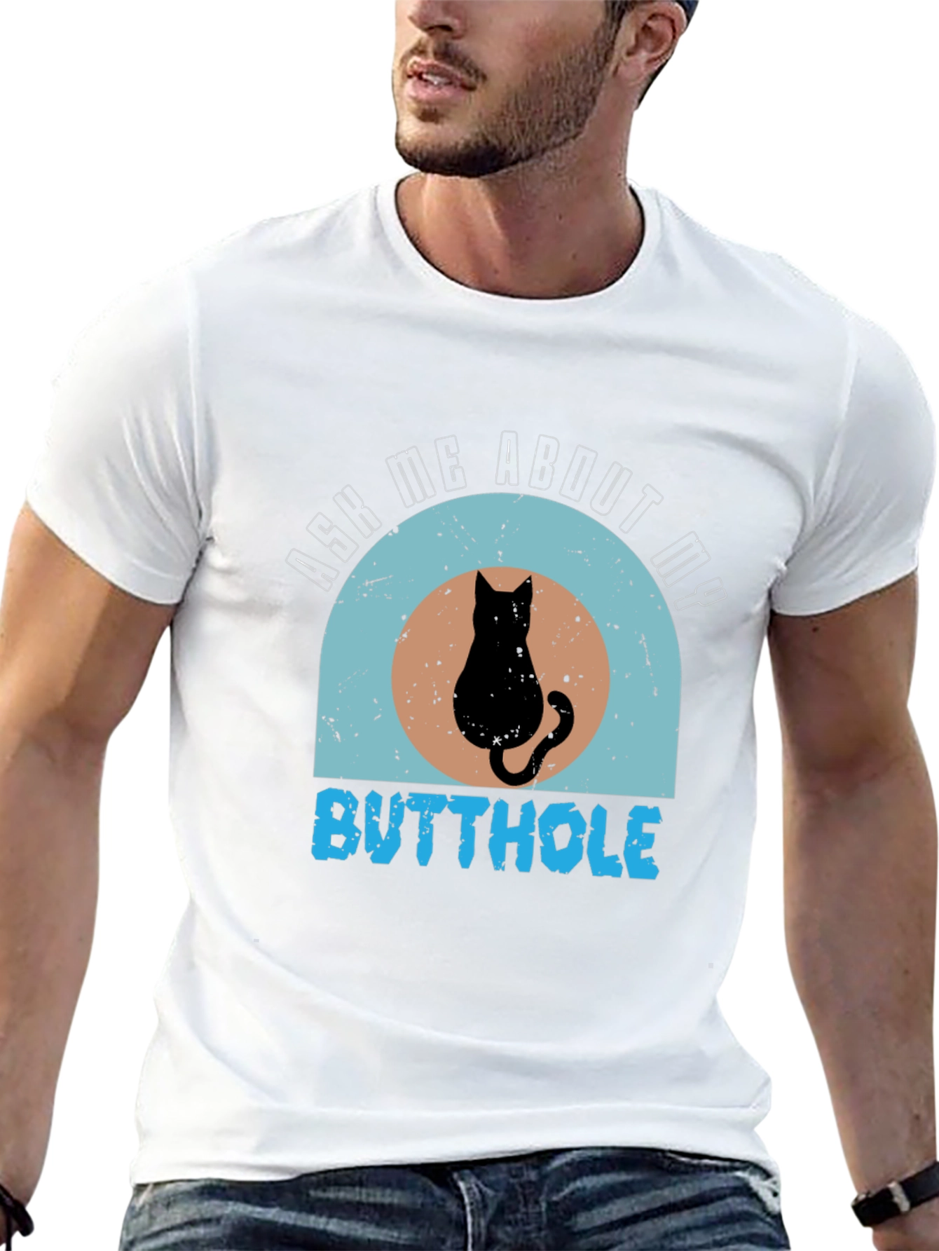 Ask Me About My Butthole Cat Graphic Tee