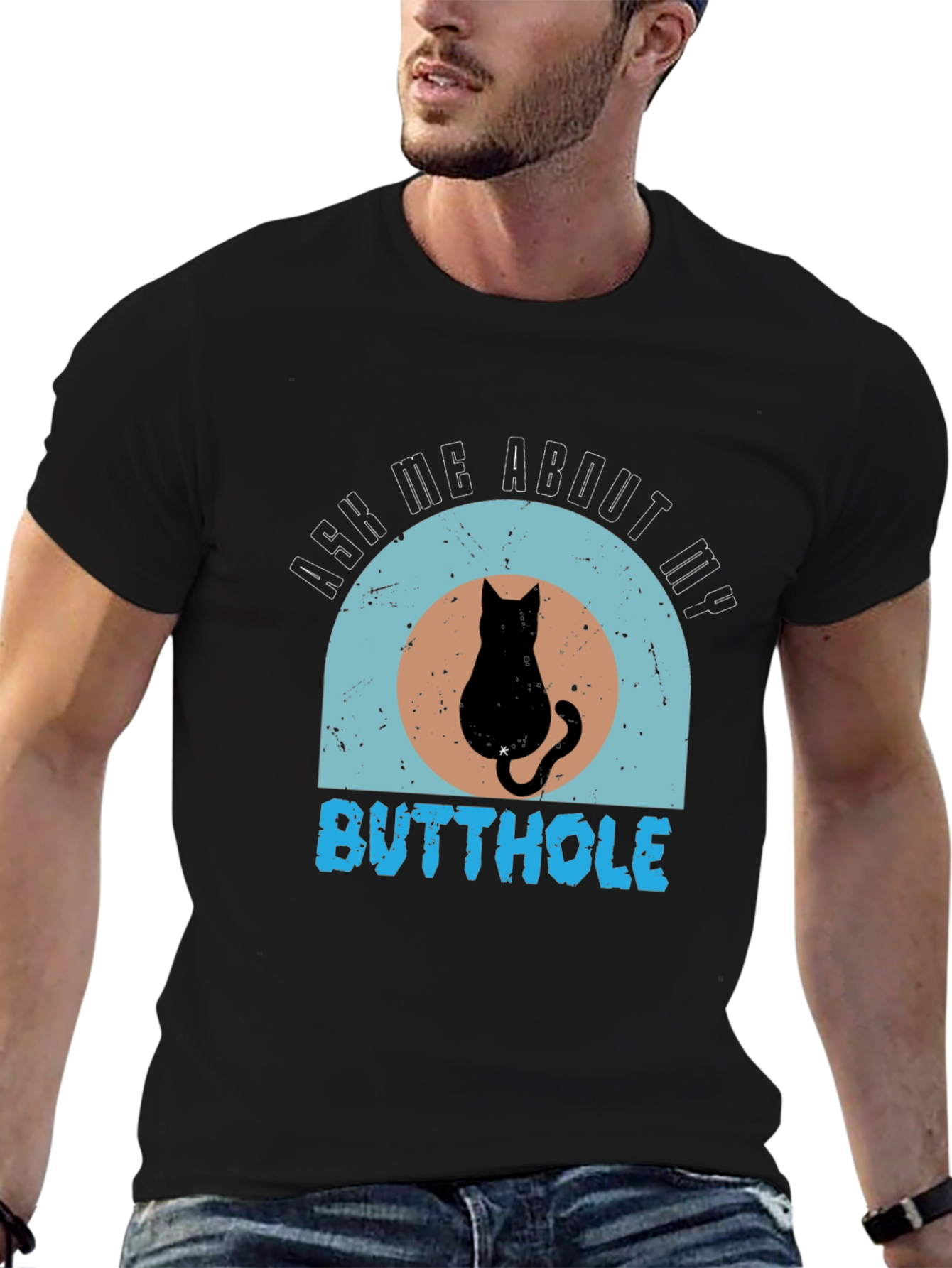 Ask Me About My Butthole Cat Graphic Tee