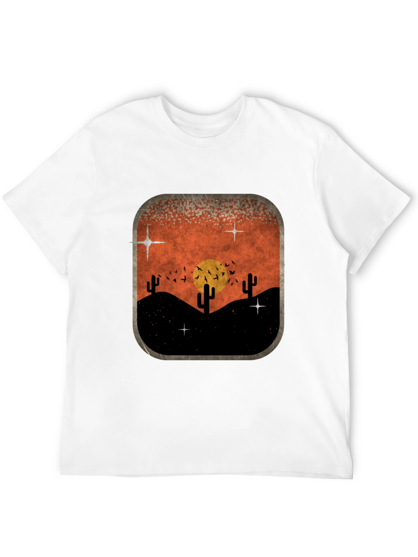 Retro Desert Sunset Graphic Tee - Classic Black