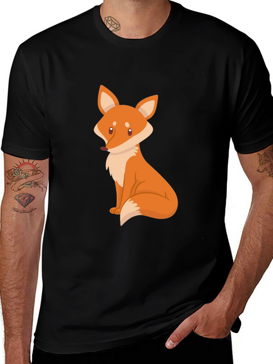 Fox Graphic Black T-Shirt - Cute Animal Design