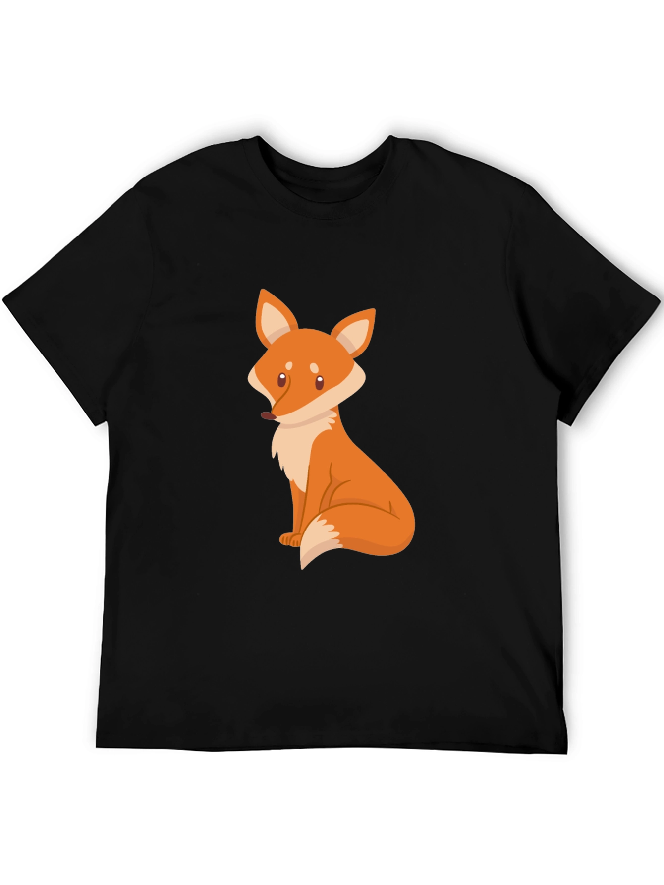 Fox Graphic Black T-Shirt - Cute Animal Design