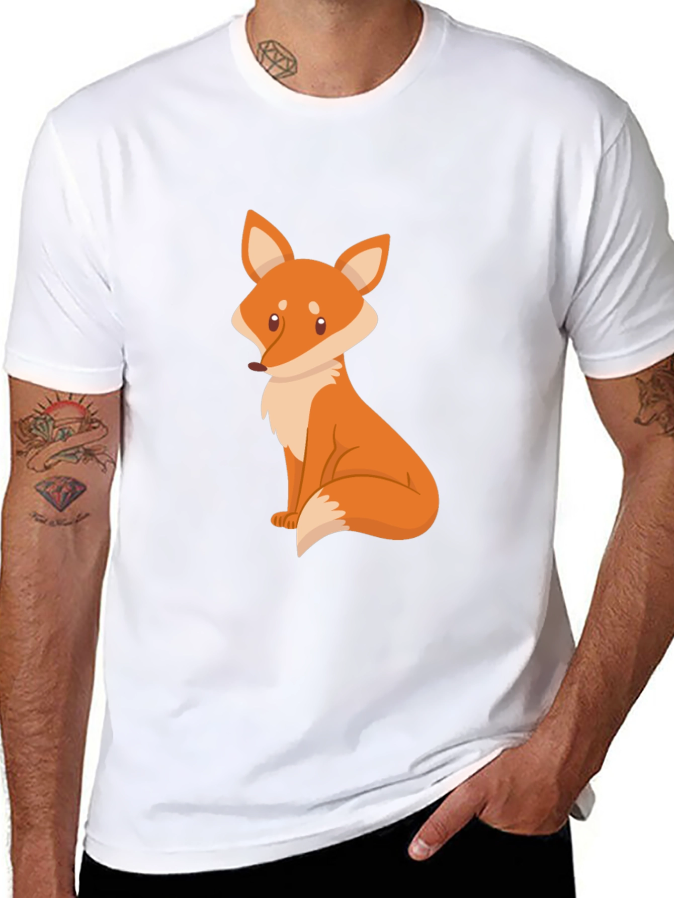 Fox Graphic Black T-Shirt - Cute Animal Design