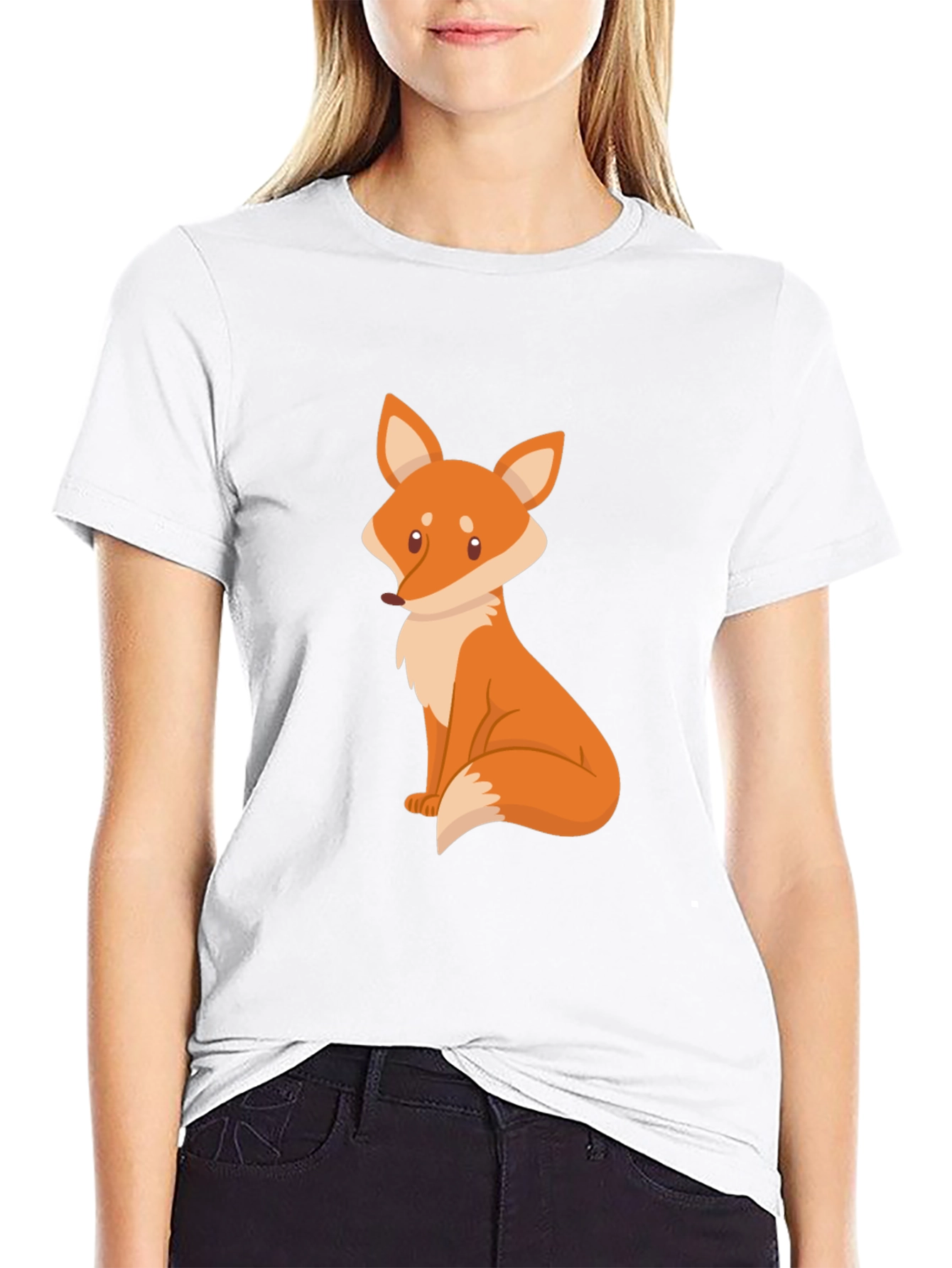 Fox Graphic Black T-Shirt - Cute Animal Design
