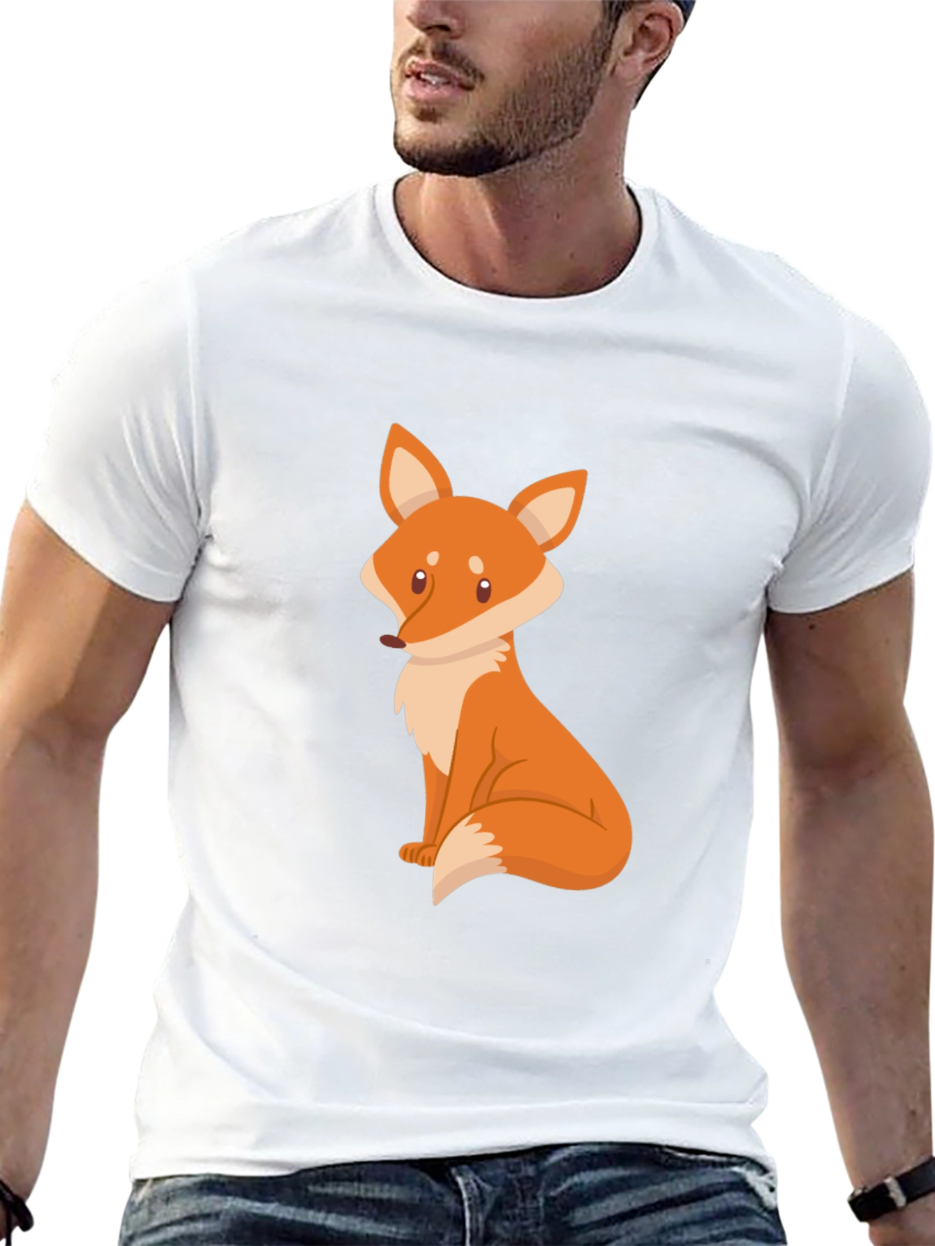 Fox Graphic Black T-Shirt - Cute Animal Design