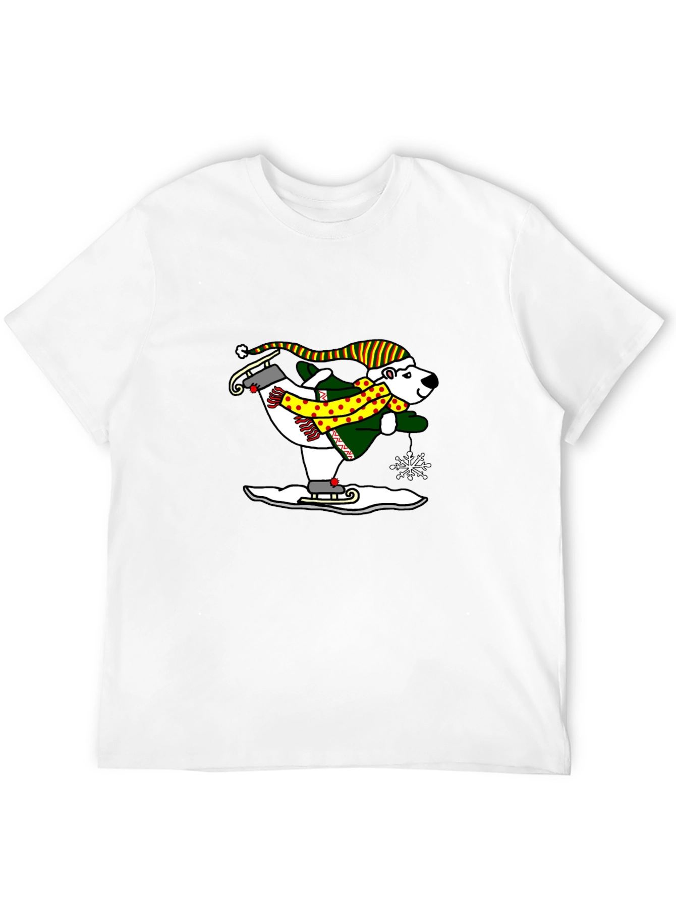Polar Bear Ice Skating Graphic Tee - Black