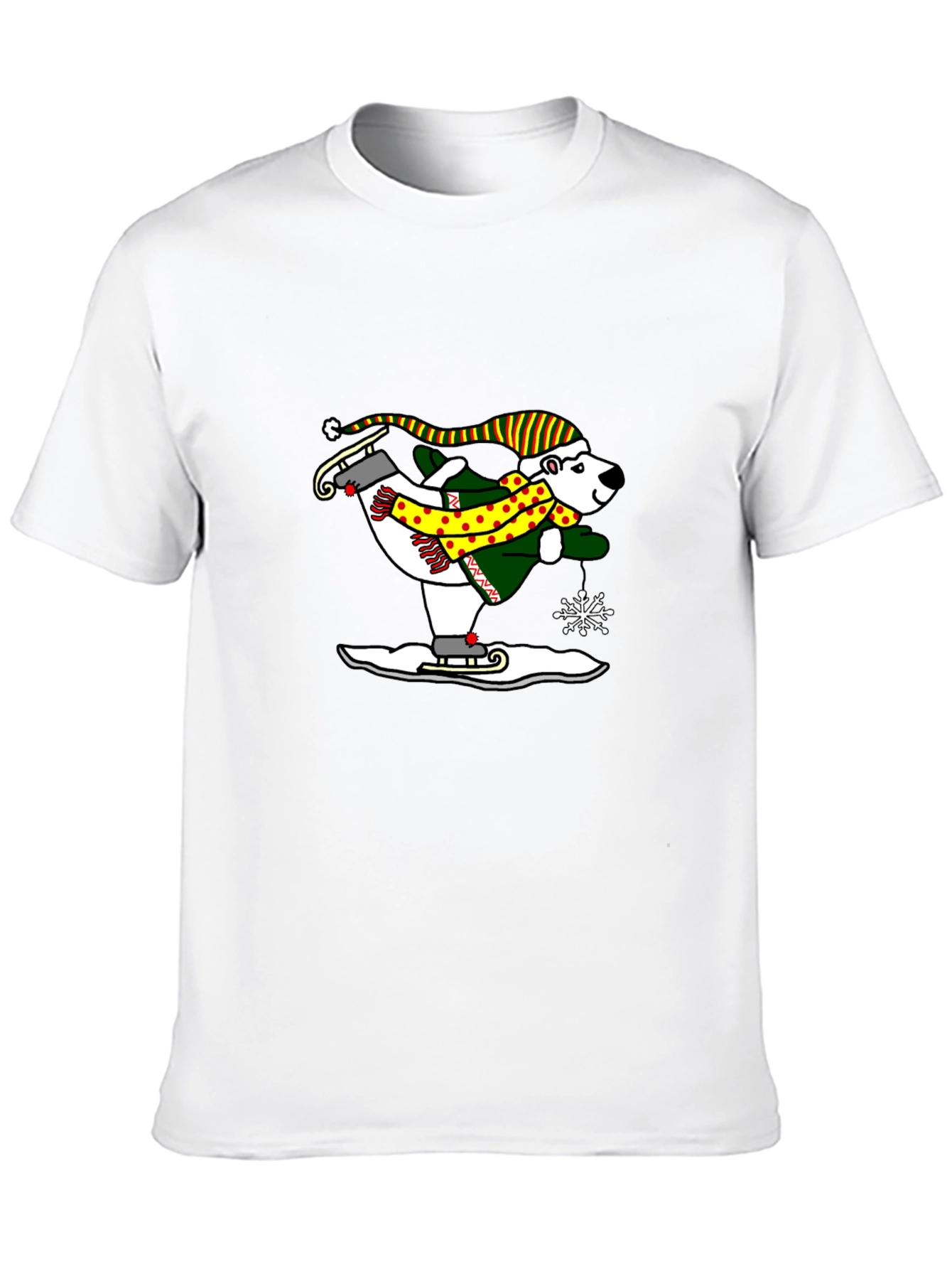 Polar Bear Ice Skating Graphic Tee - Black