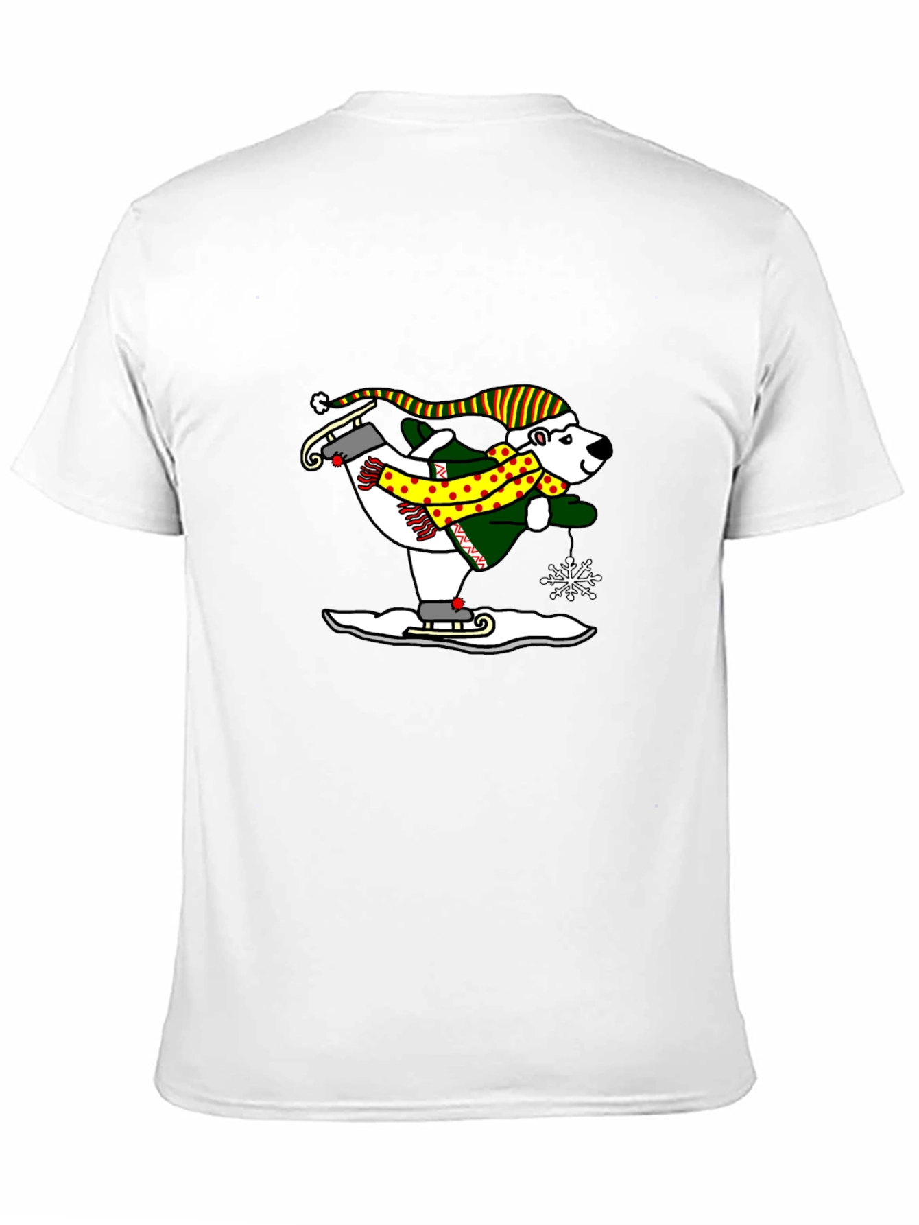 Polar Bear Ice Skating Graphic Tee - Black
