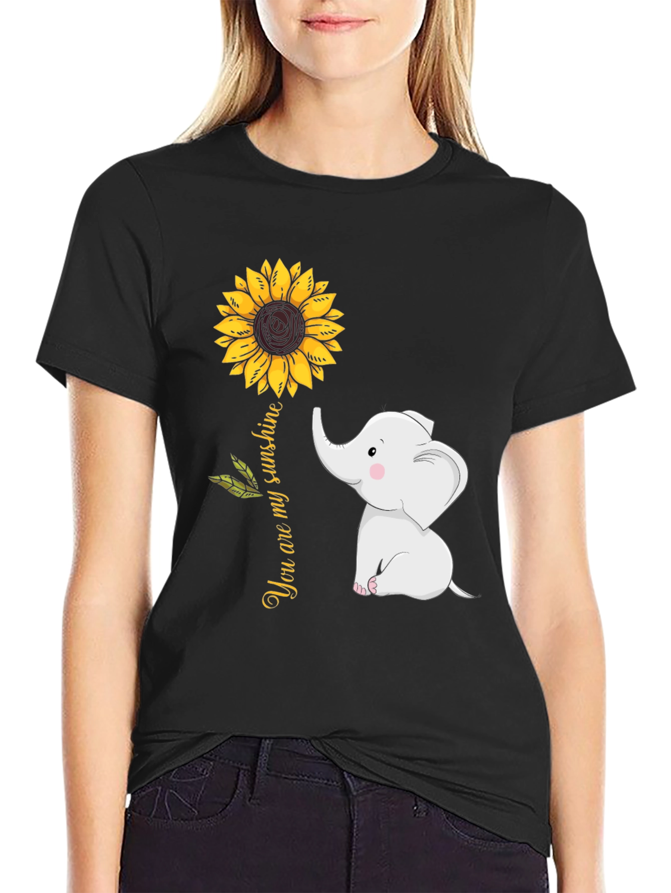 Elephant Sunflower Graphic Tee - You Are My Sunshine