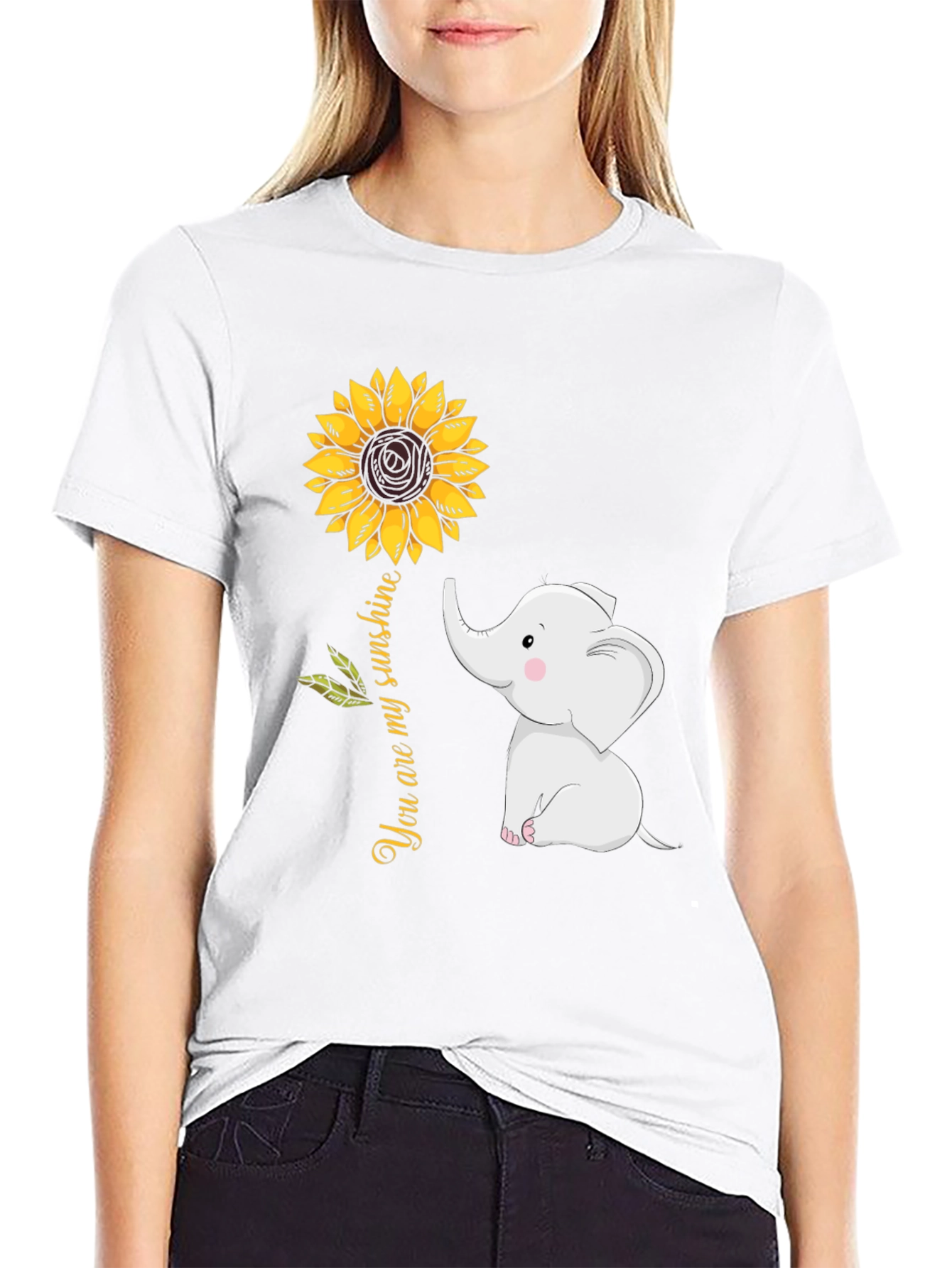 Elephant Sunflower Graphic Tee - You Are My Sunshine