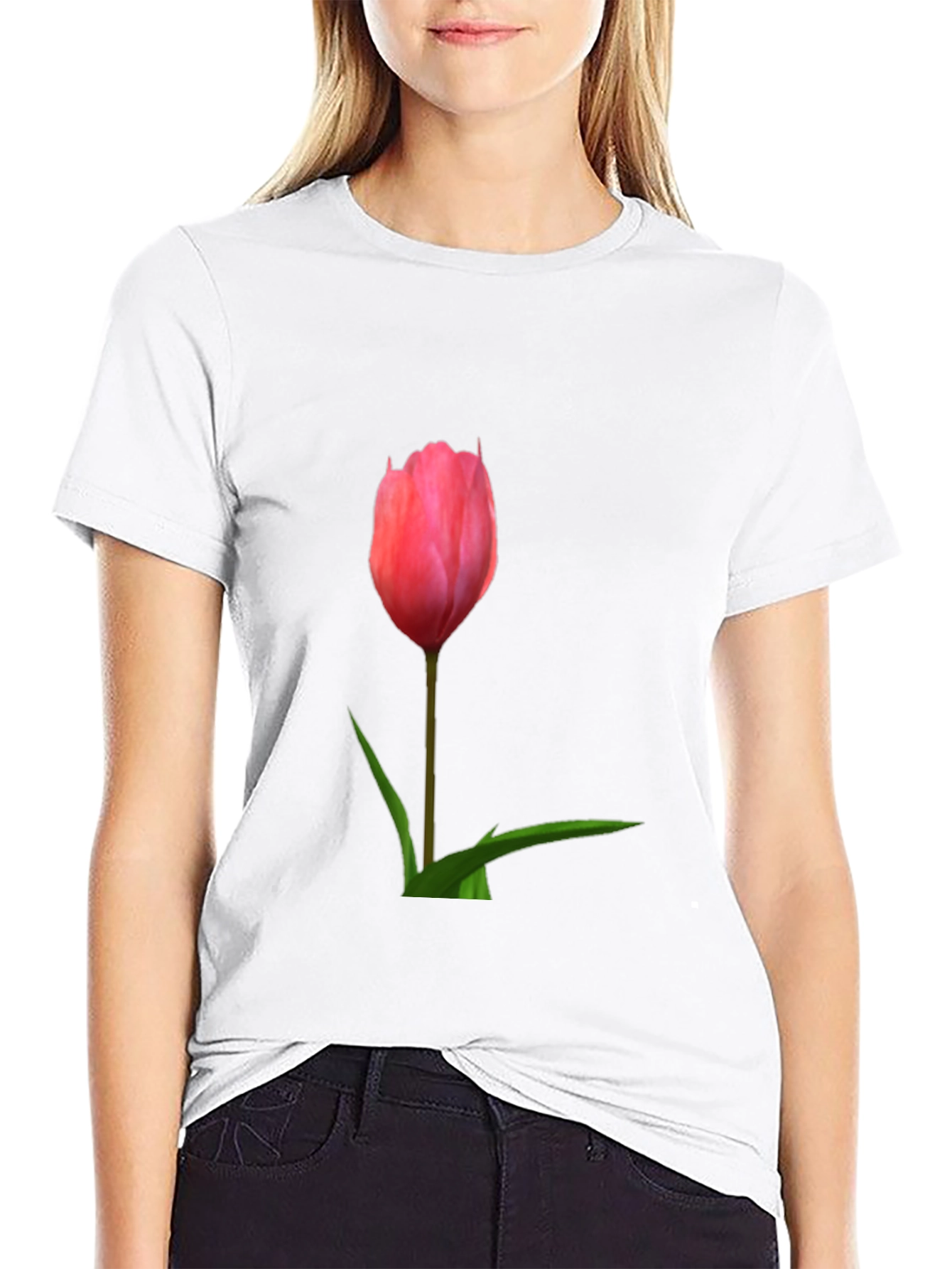 Pink Tulip Graphic Tee - Casual Comfort
