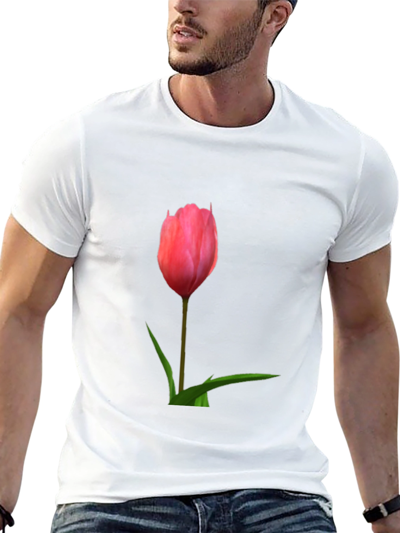 Pink Tulip Graphic Tee - Casual Comfort