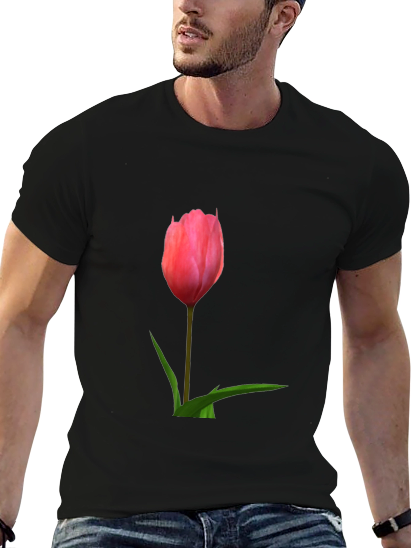 Pink Tulip Graphic Tee - Casual Comfort