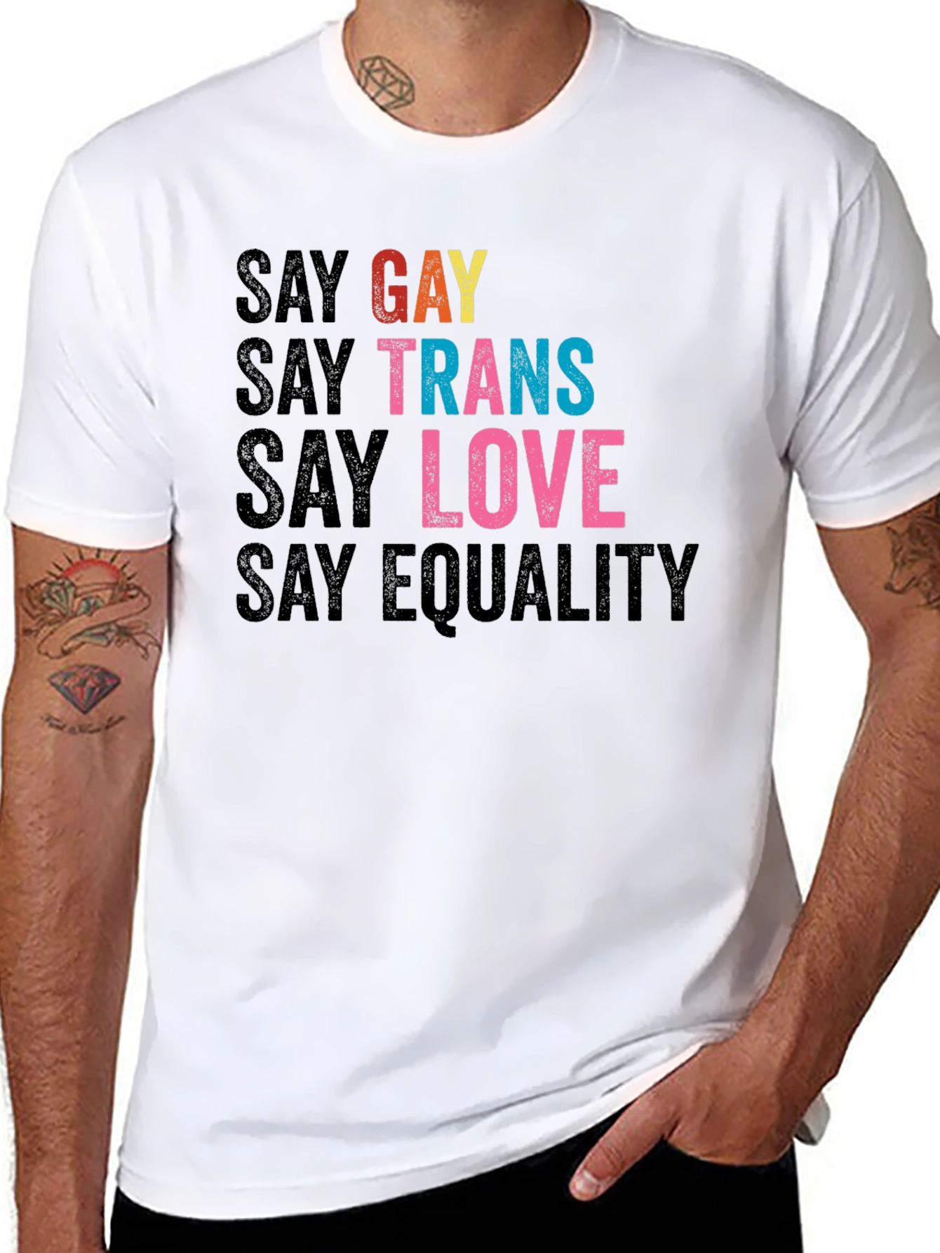Say Gay Trans Love Equality T-Shirt - Black