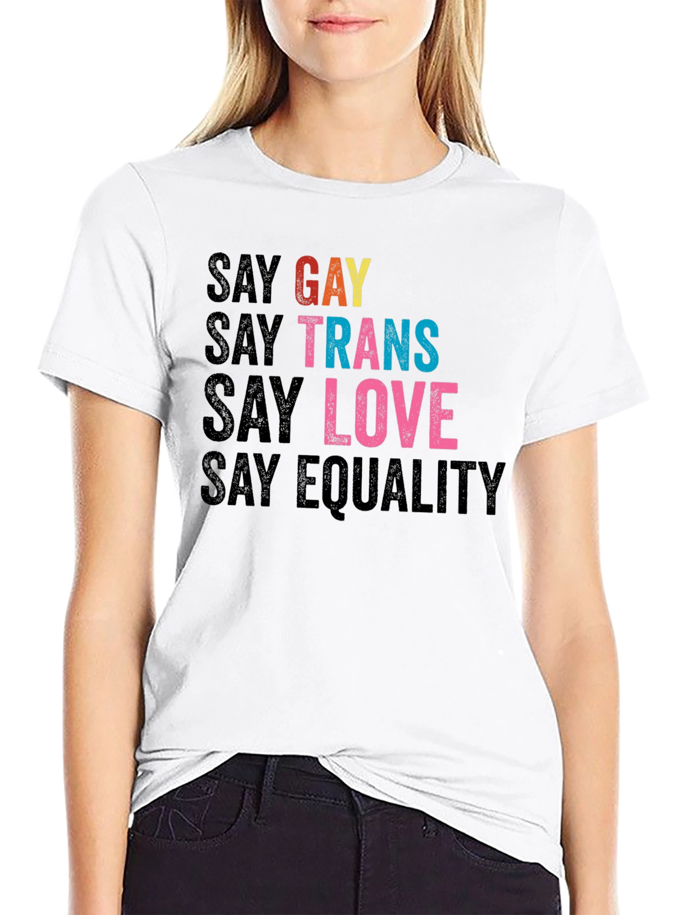 Say Gay Trans Love Equality T-Shirt - Black