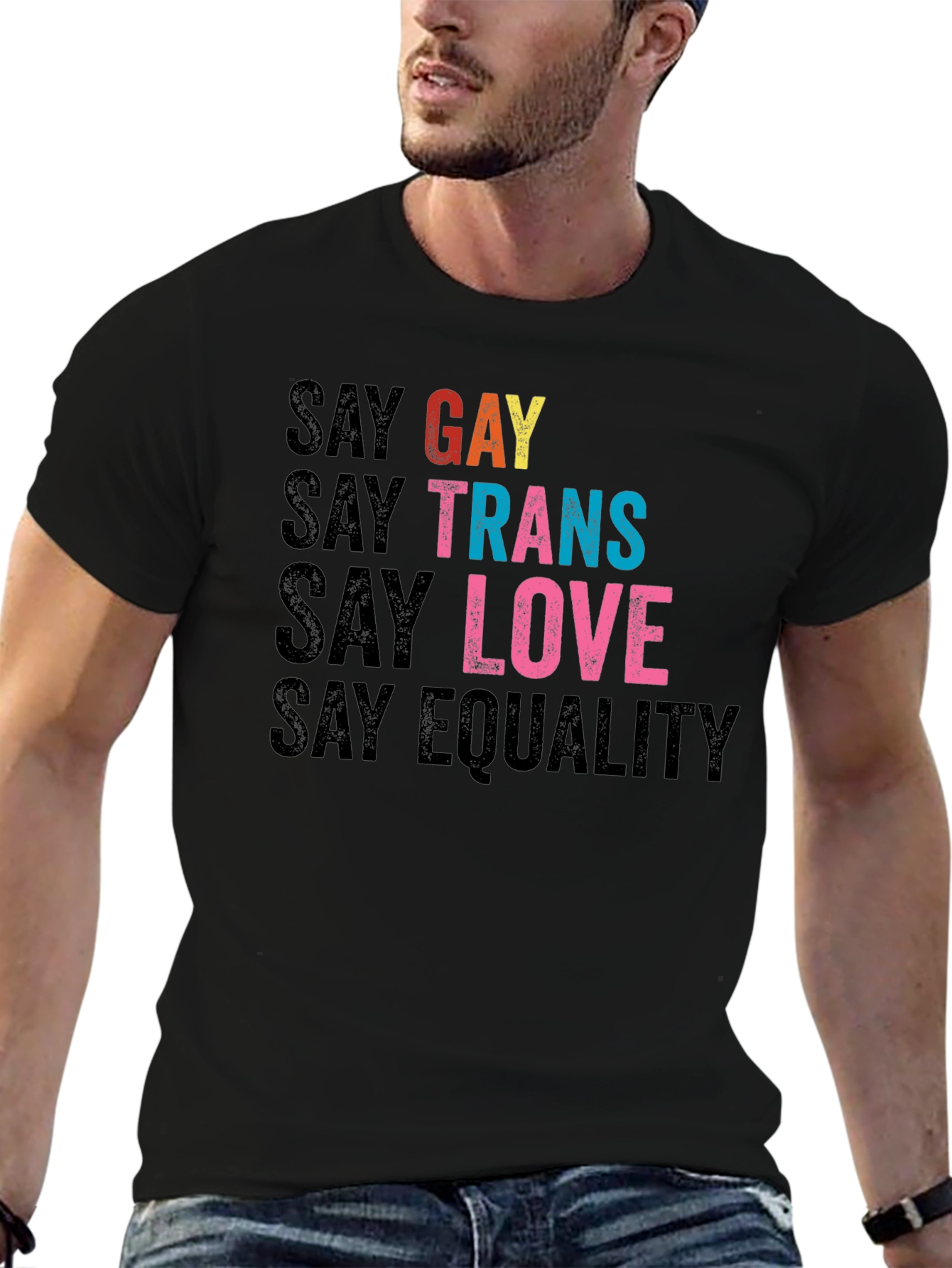 Say Gay Trans Love Equality T-Shirt - Black