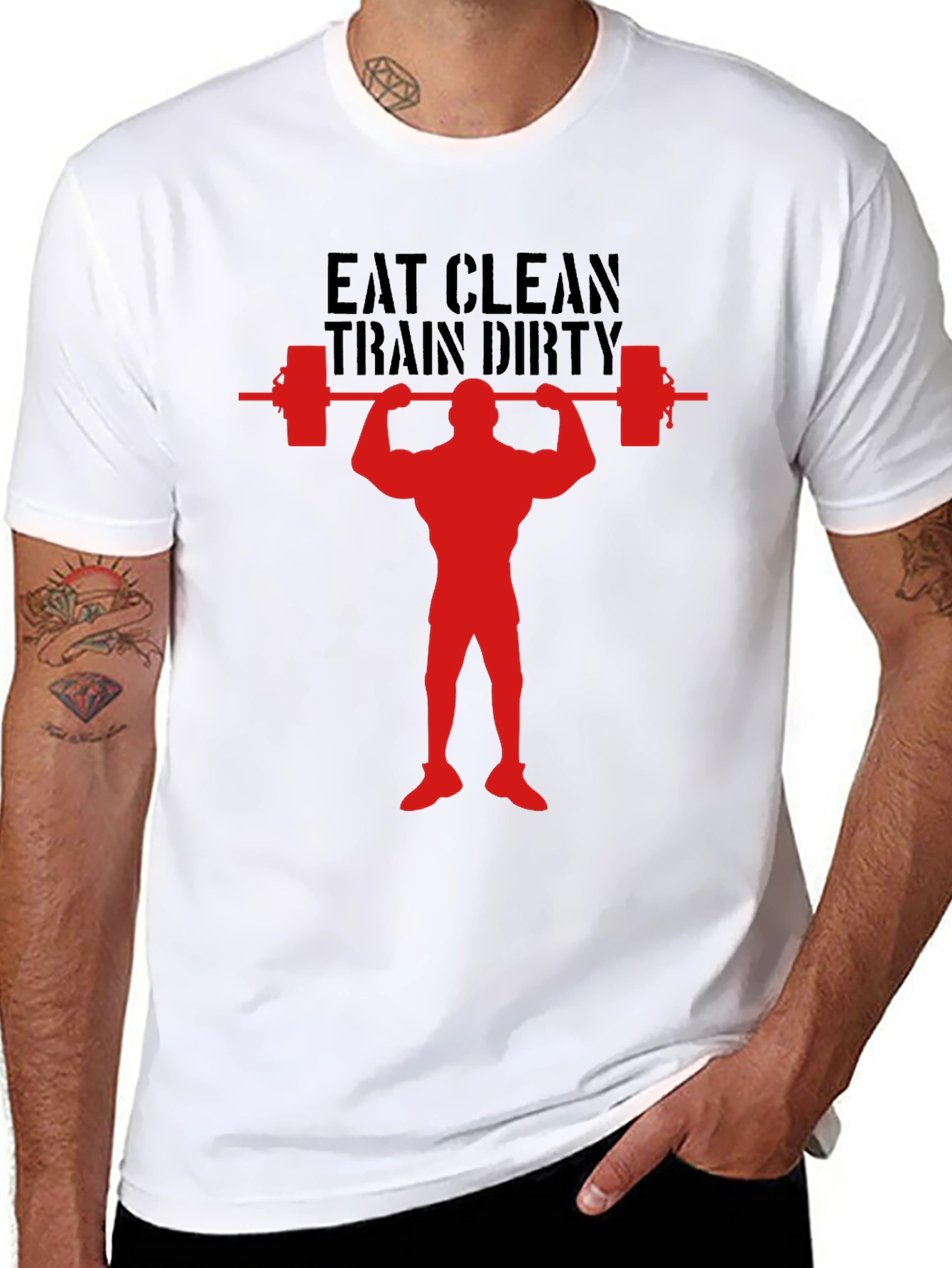 Eat Clean Train Dirty Graphic Tee - Bodybuilding T-Shirt