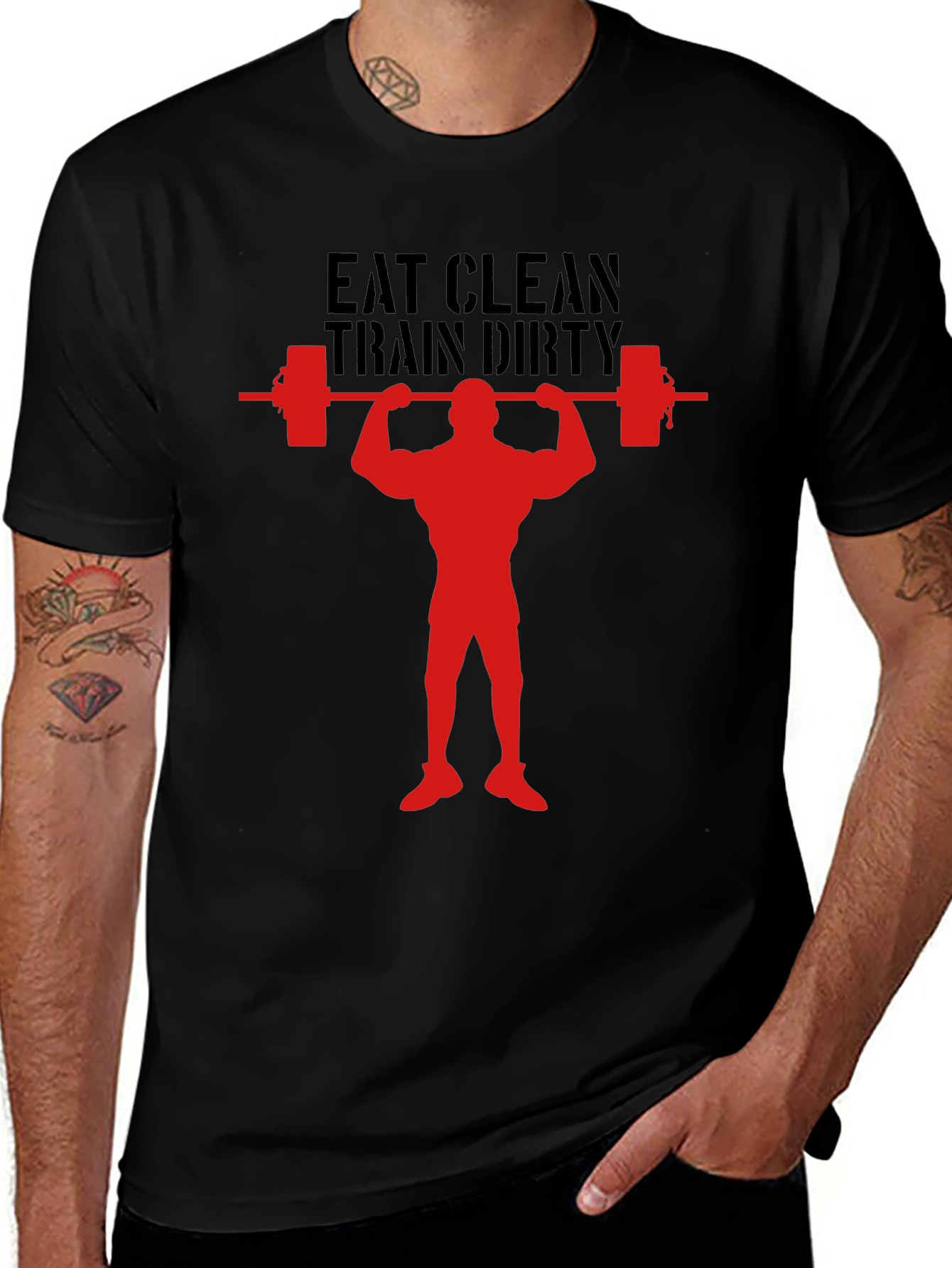 Eat Clean Train Dirty Graphic Tee - Bodybuilding T-Shirt