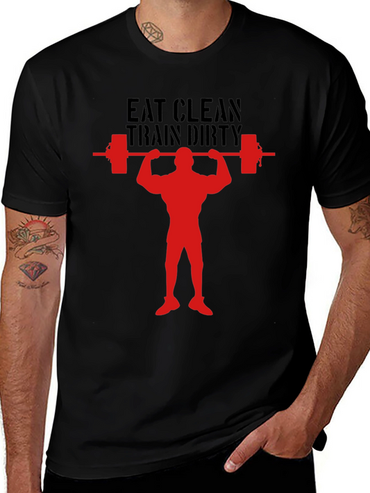 Eat Clean Train Dirty Graphic Tee - Bodybuilding T-Shirt