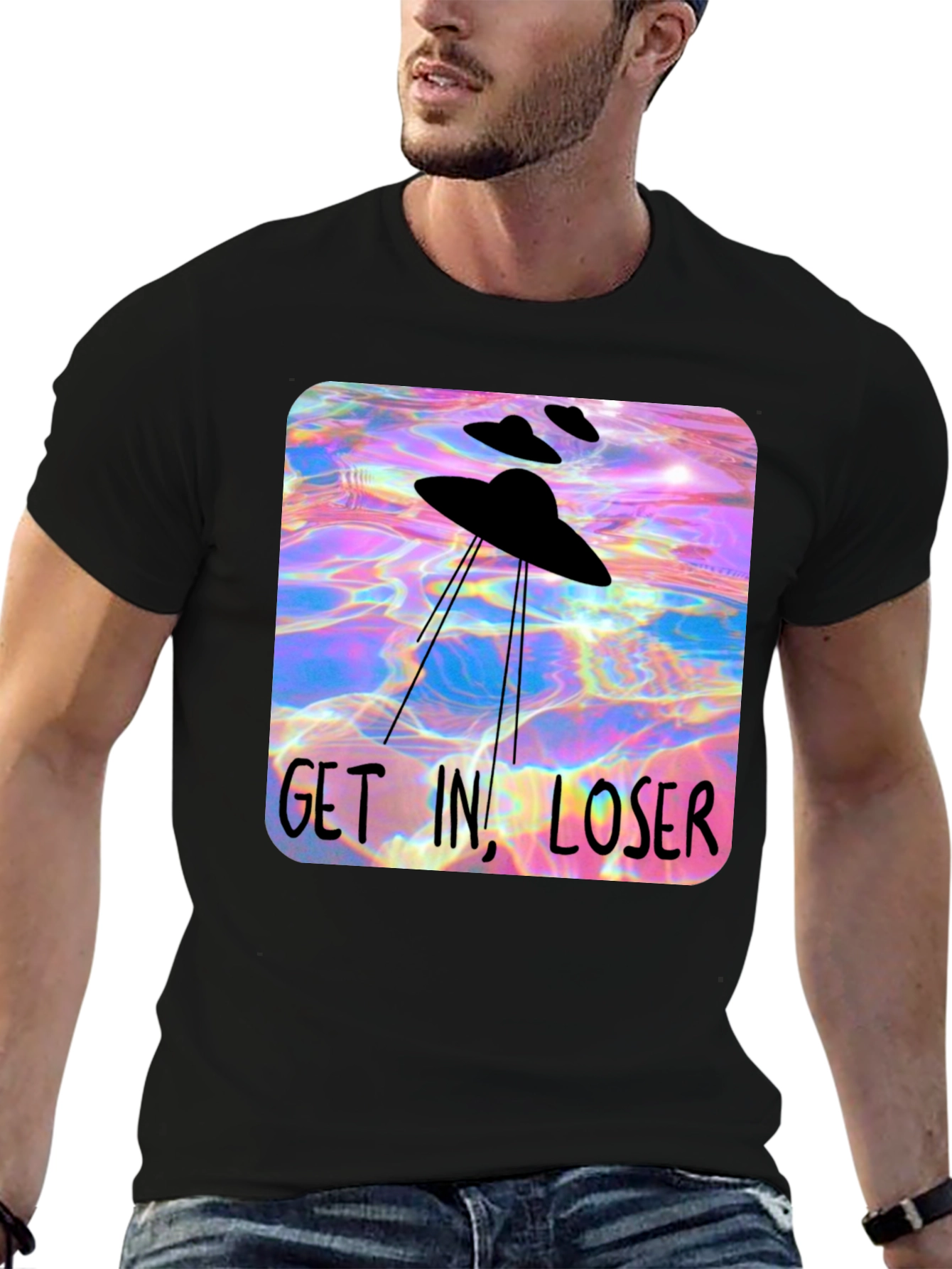 UFO Get In Loser Graphic T-Shirt