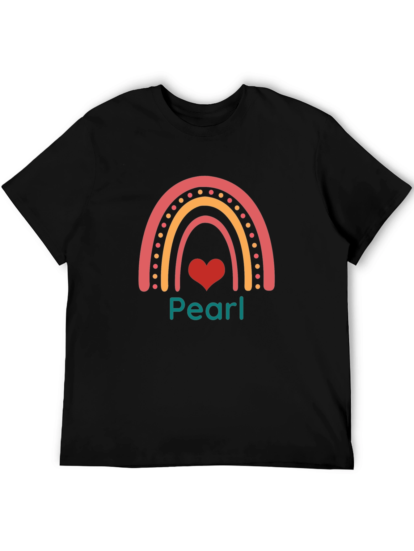 Pearl Rainbow Heart Black T-Shirt