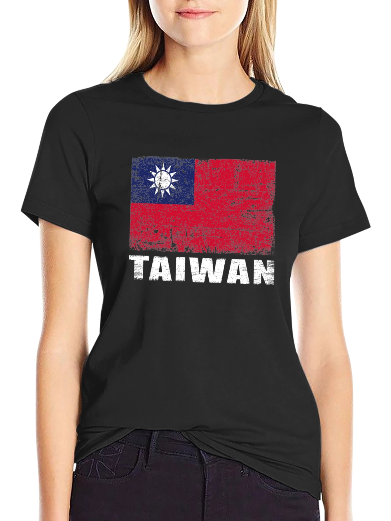 Taiwan Flag Graphic Tee - Distressed Design
