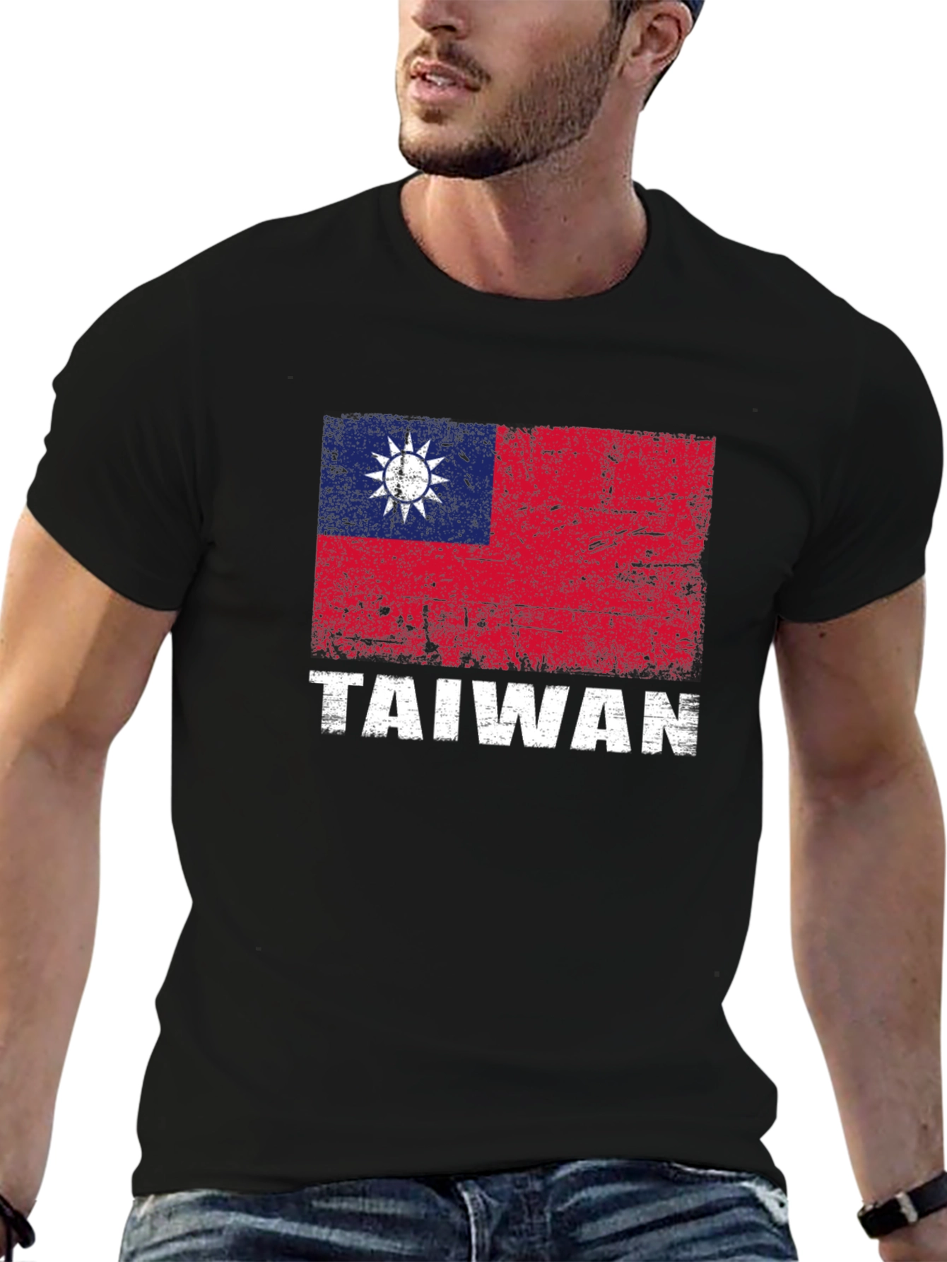 Taiwan Flag Graphic Tee - Distressed Design