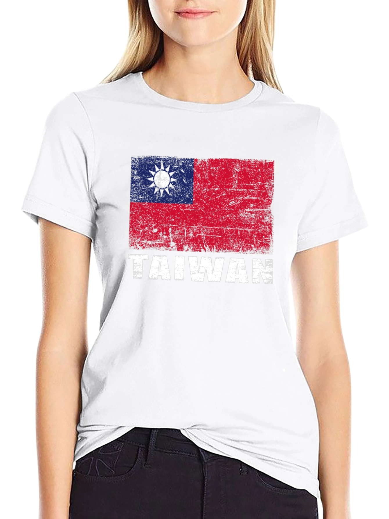 Taiwan Flag Graphic Tee - Distressed Design