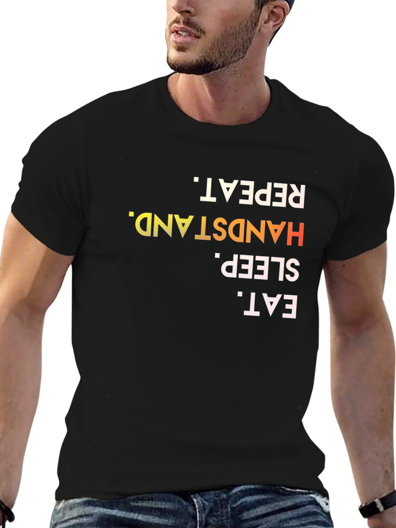 Eat Sleep Handstand Repeat Black T-Shirt