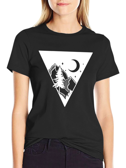Black Triangle Mountain & Moon Graphic Tee
