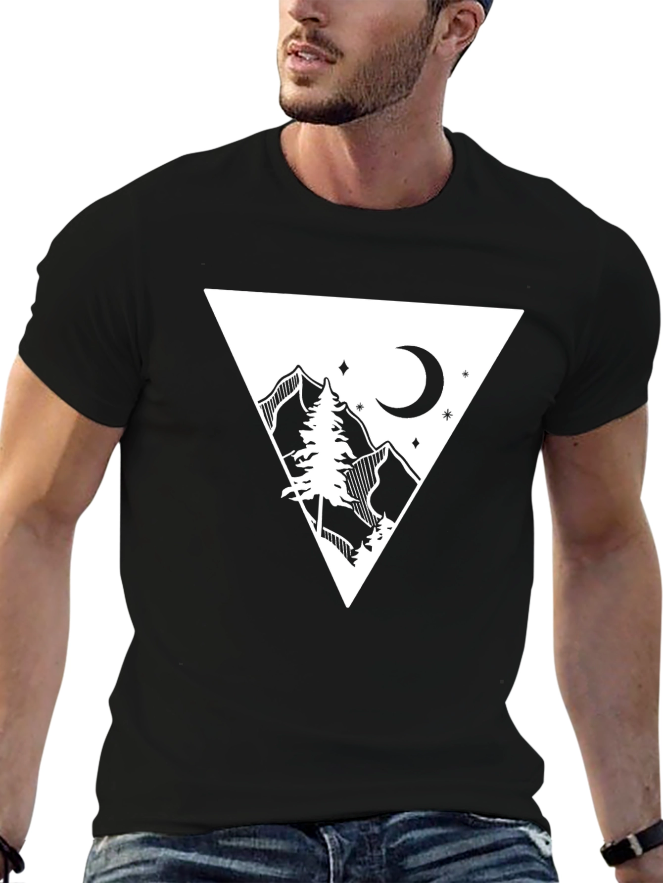 Black Triangle Mountain & Moon Graphic Tee