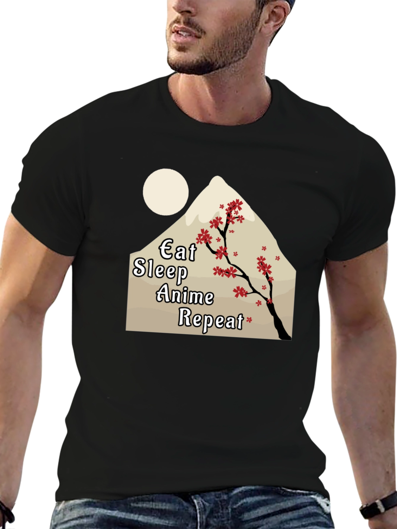 Eat Sleep Anime Repeat Black Tee