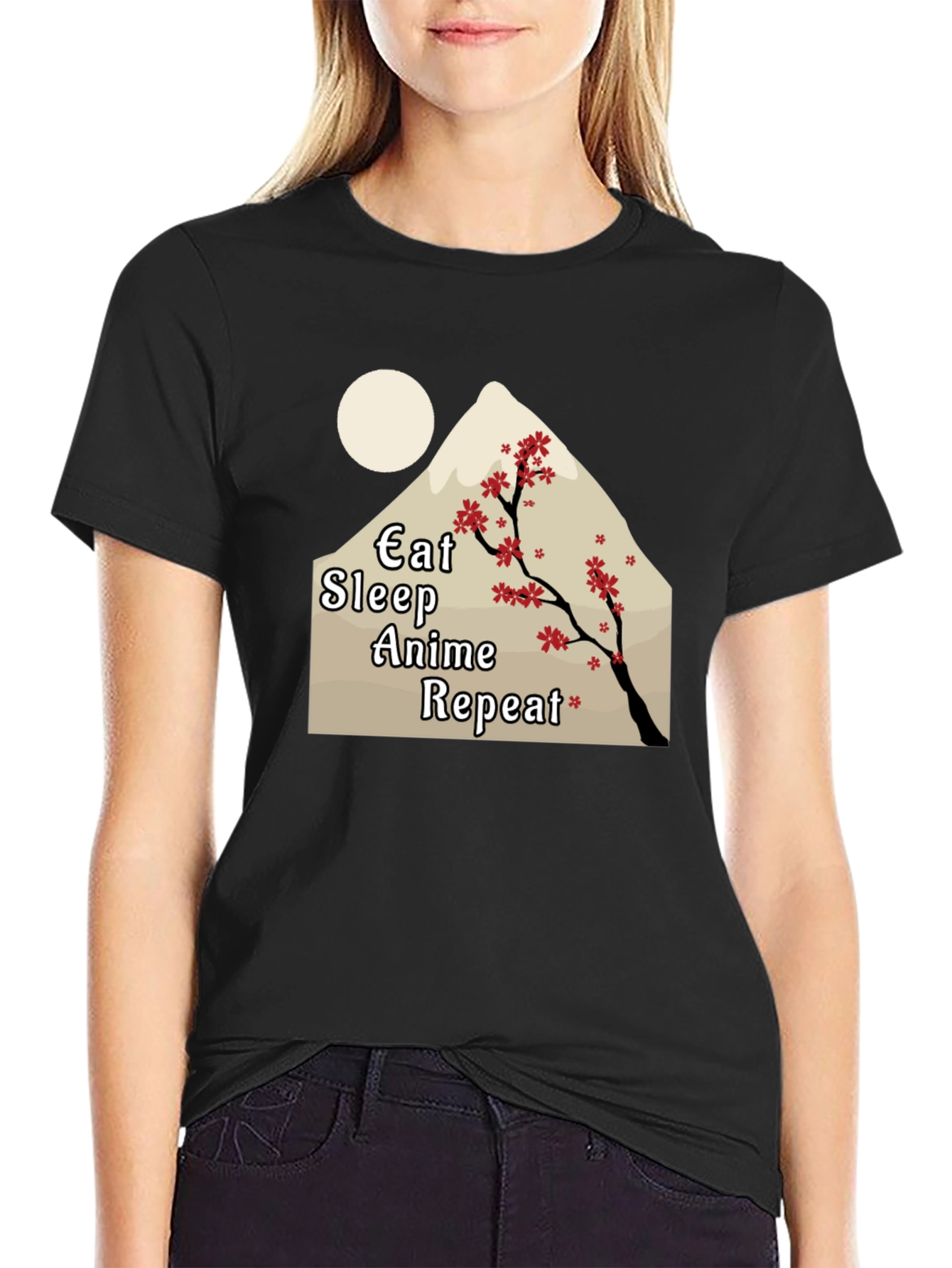 Eat Sleep Anime Repeat Black Tee