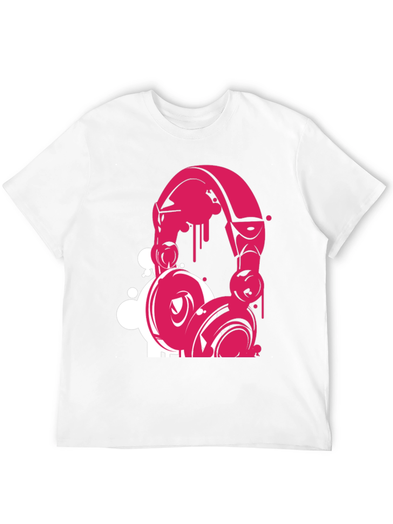 Pink Headphone Graphic Black T-Shirt