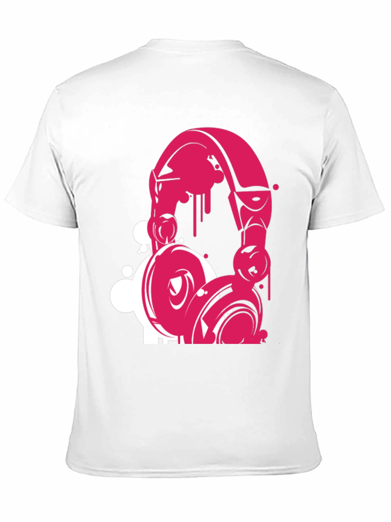 Pink Headphone Graphic Black T-Shirt