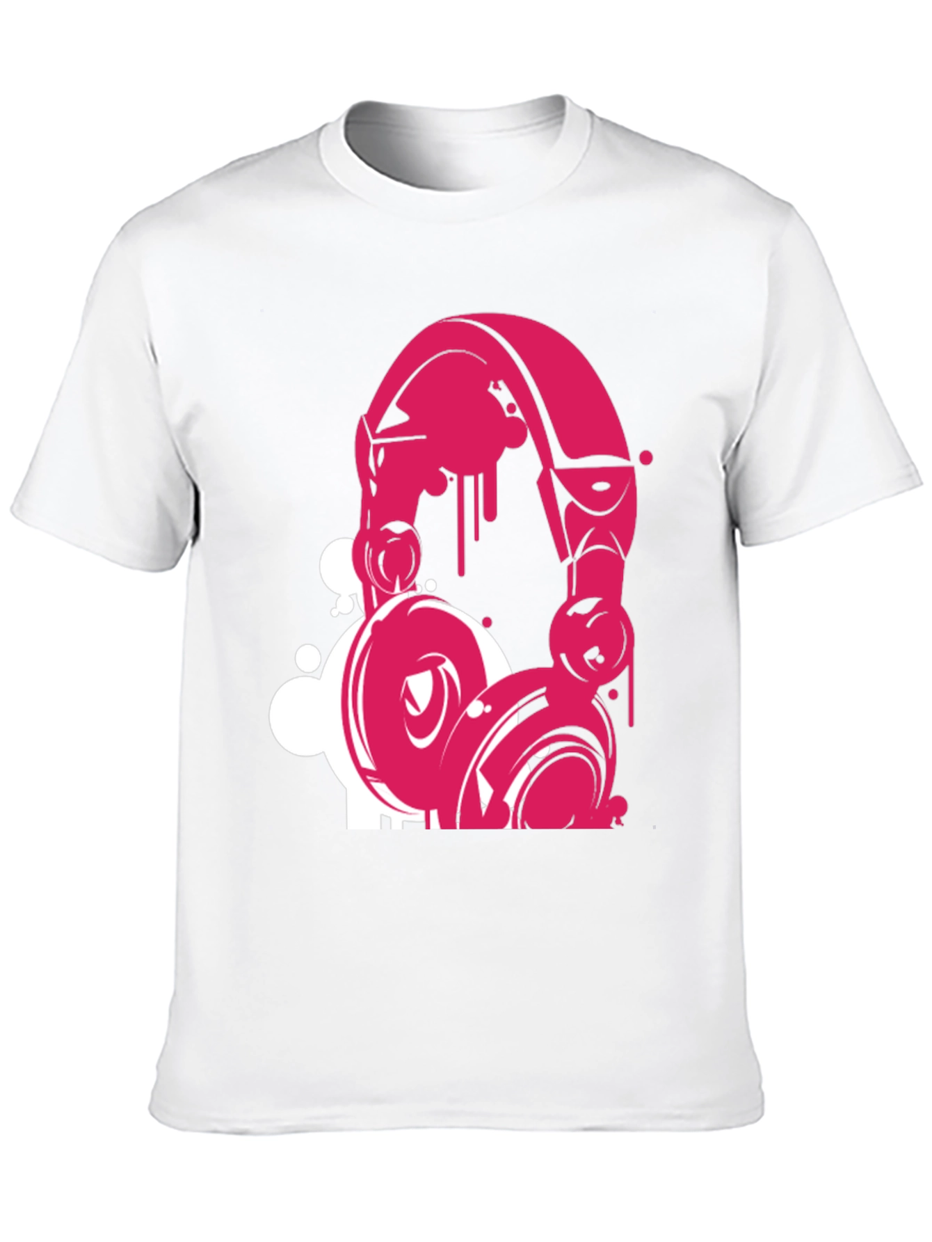 Pink Headphone Graphic Black T-Shirt