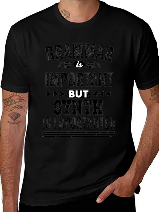 Grammar vs. Synth Humor T-Shirt - Music Producer Tee