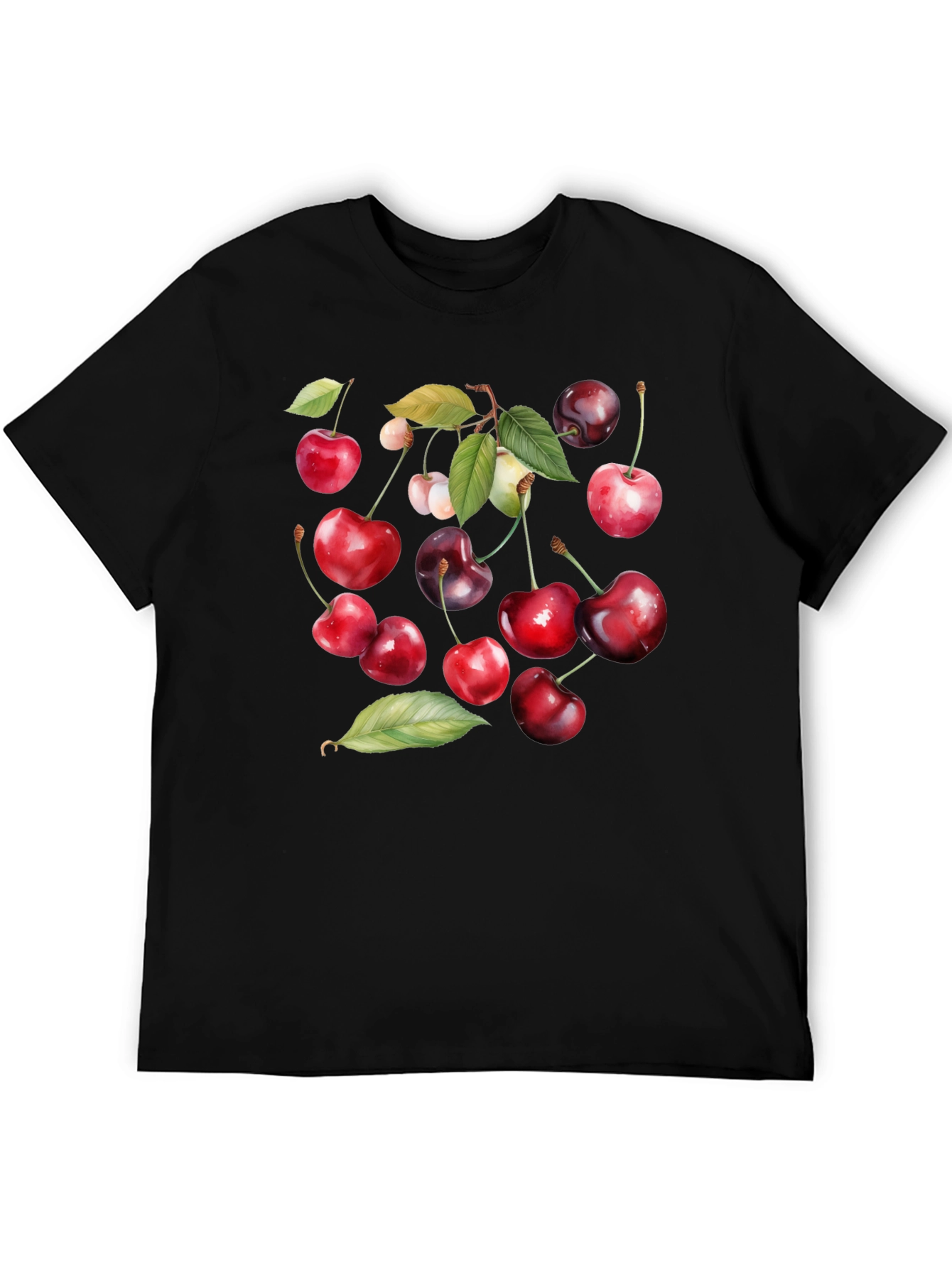 Cherry Print Black T-Shirt