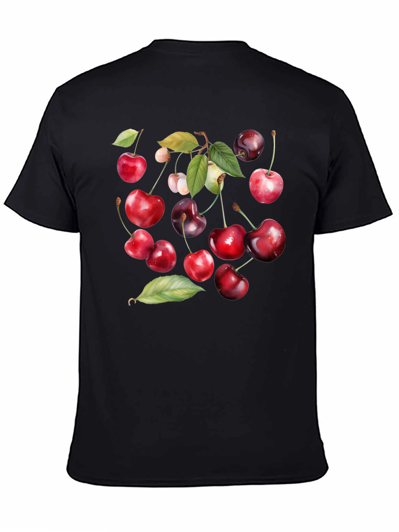 Cherry Print Black T-Shirt