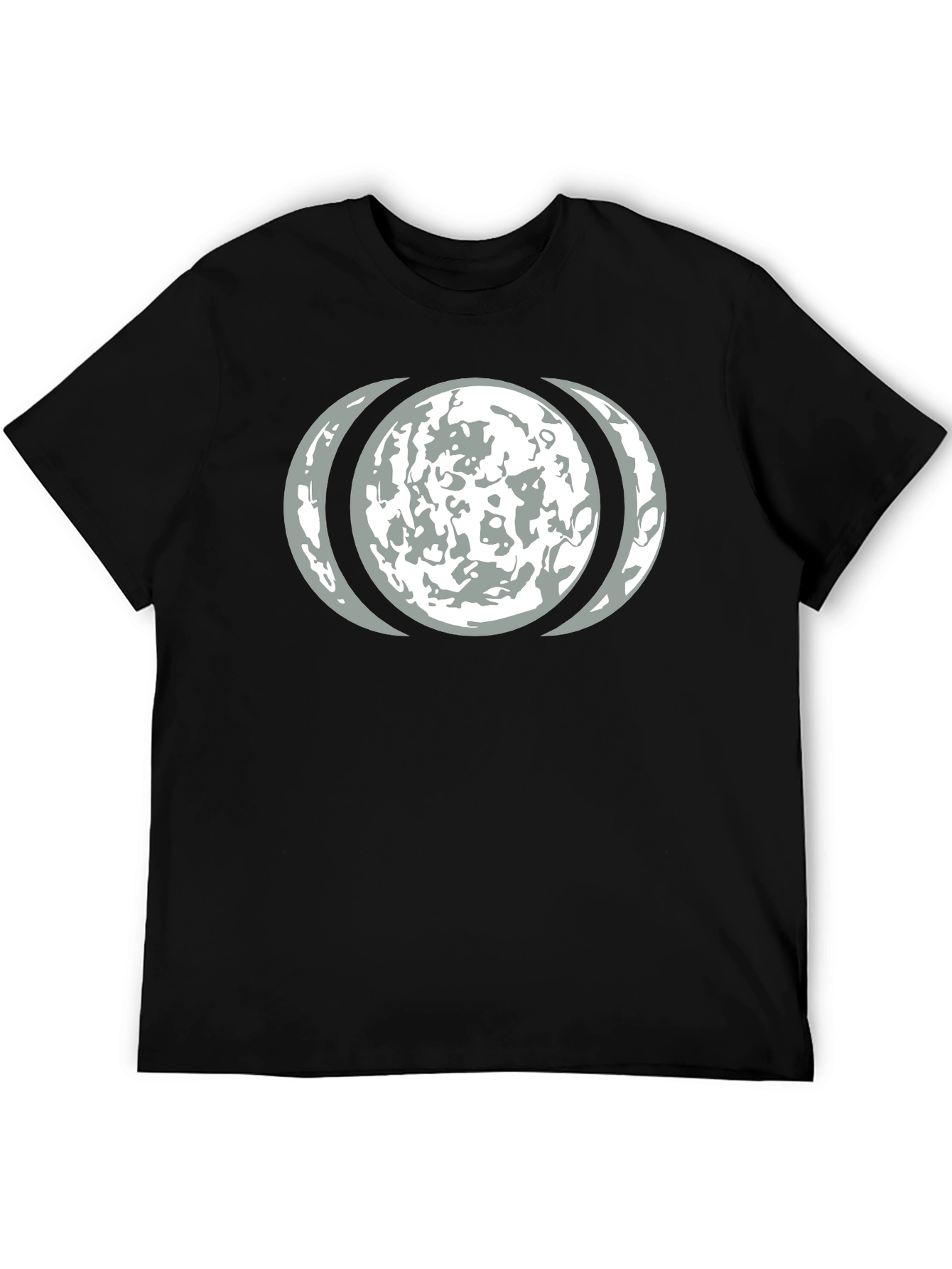 Lunar Phase Graphic Tee - Black Cotton T-Shirt