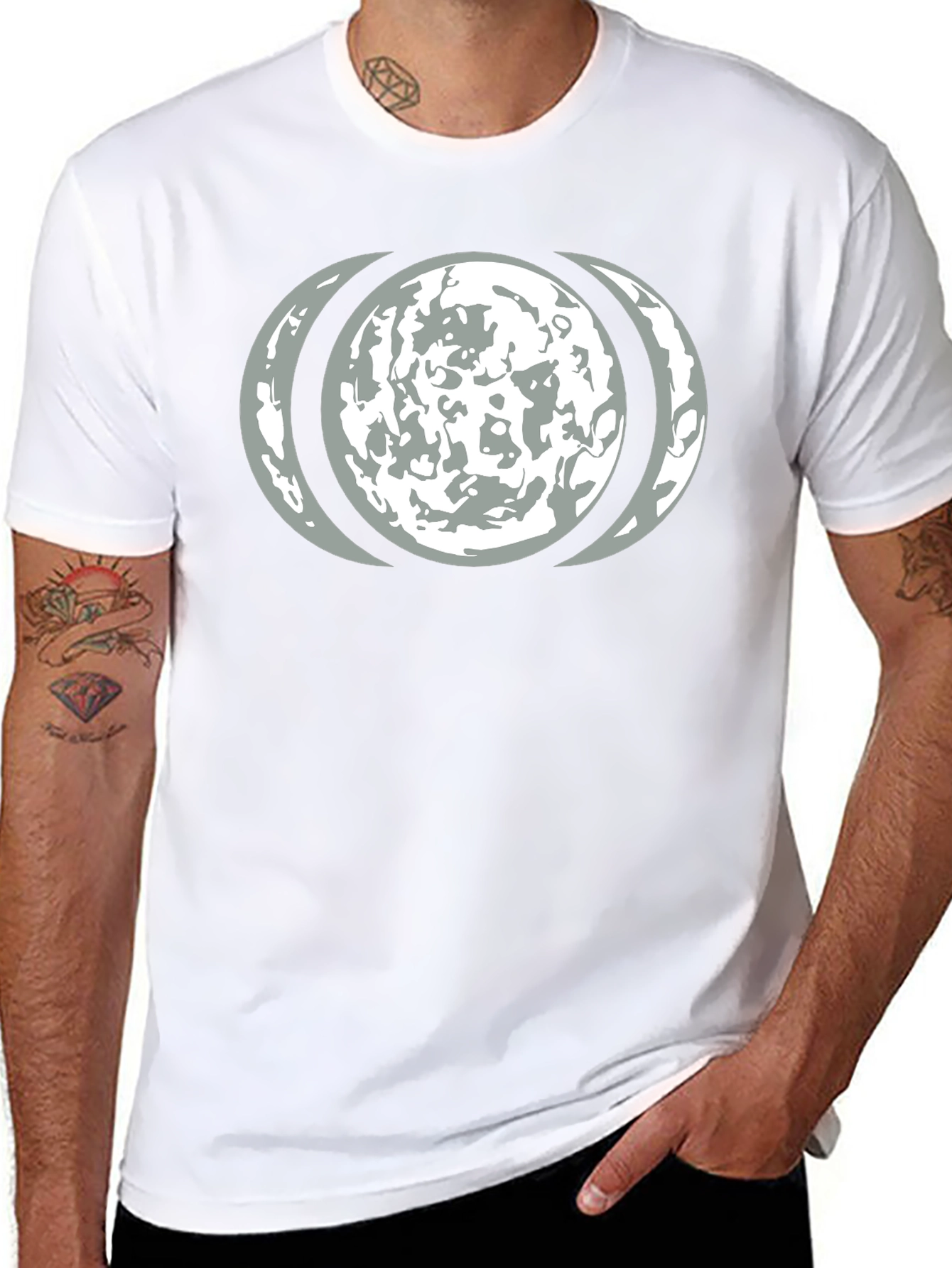 Lunar Phase Graphic Tee - Black Cotton T-Shirt