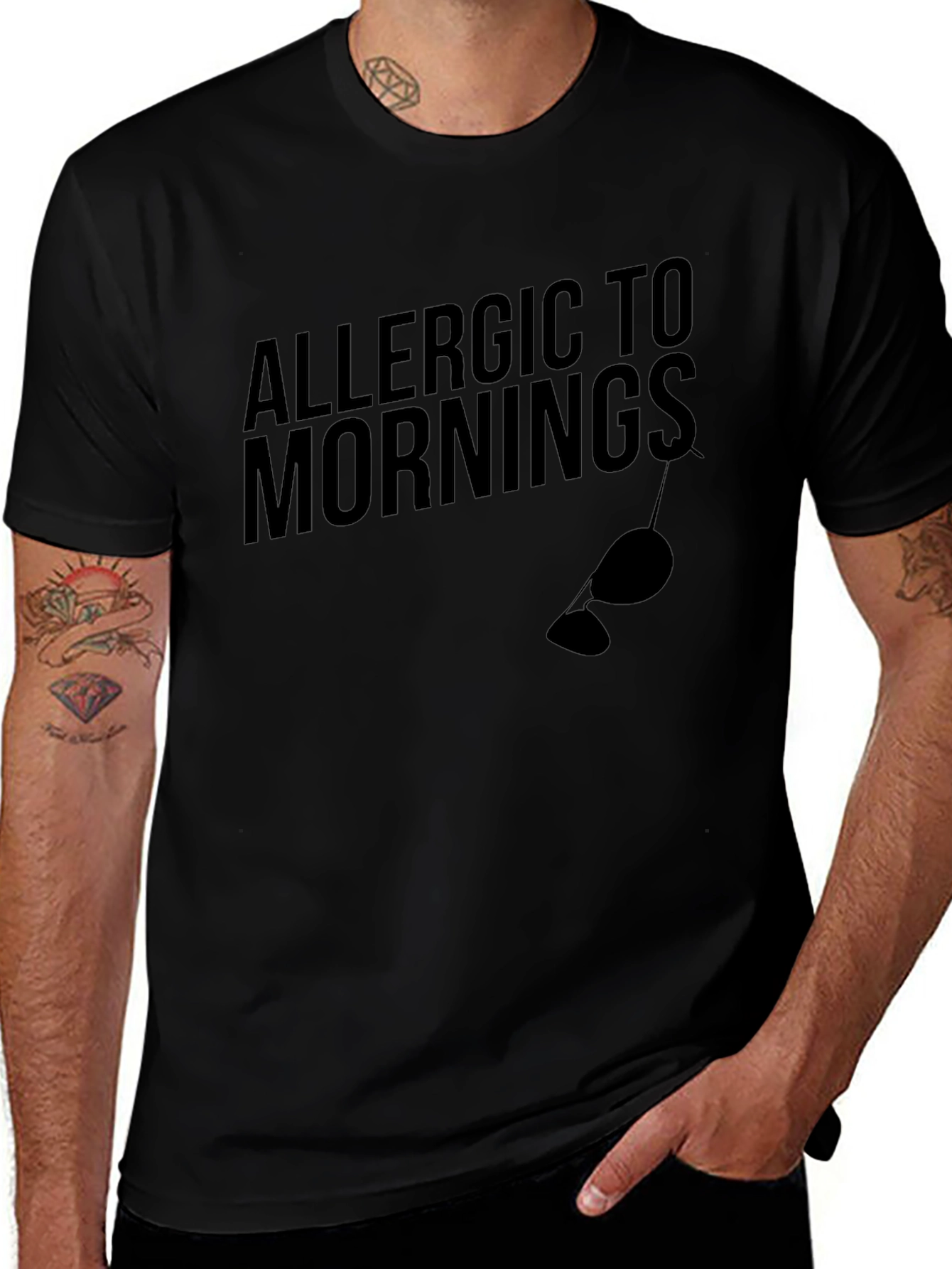 Allergic To Mornings Funny T-Shirt
