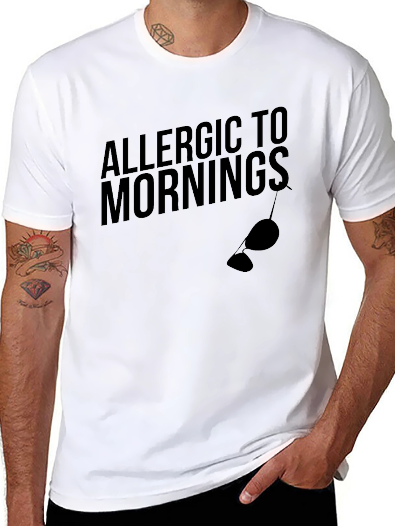Allergic To Mornings Funny T-Shirt