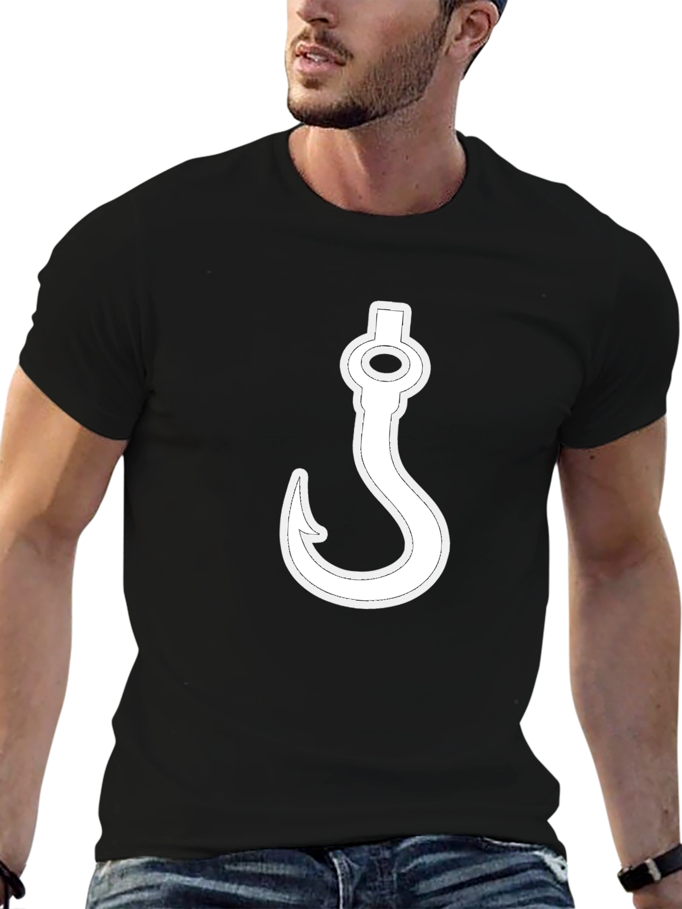 Hook Graphic Black T-Shirt - Novelty Design