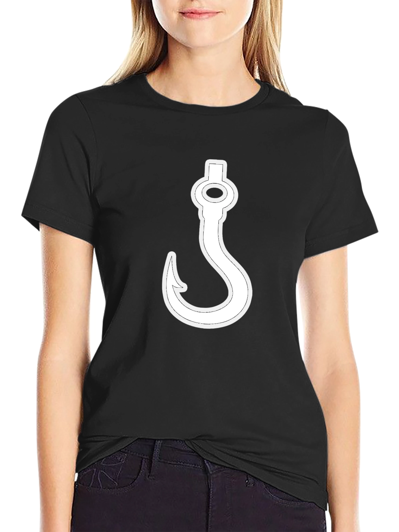 Hook Graphic Black T-Shirt - Novelty Design