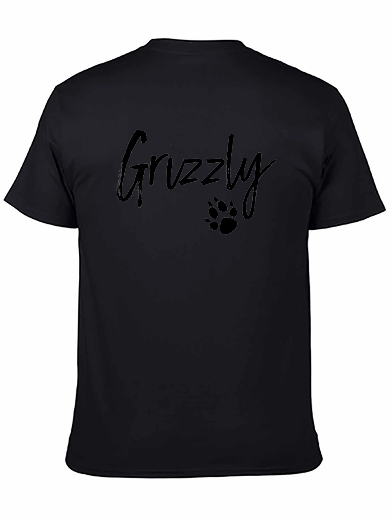 Grizzly Bear Paw Print Mens Black T-Shirt