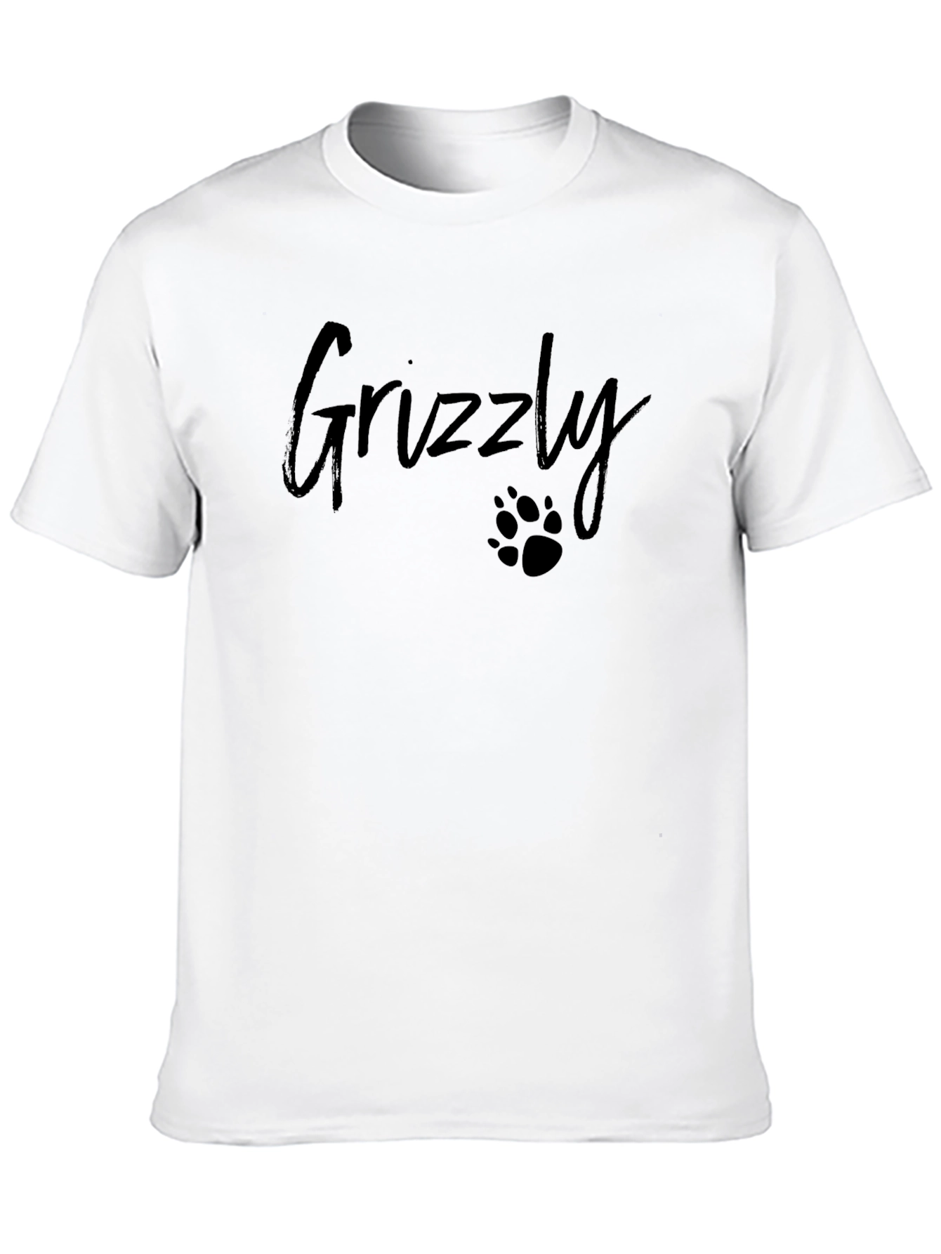 Grizzly Bear Paw Print Mens Black T-Shirt