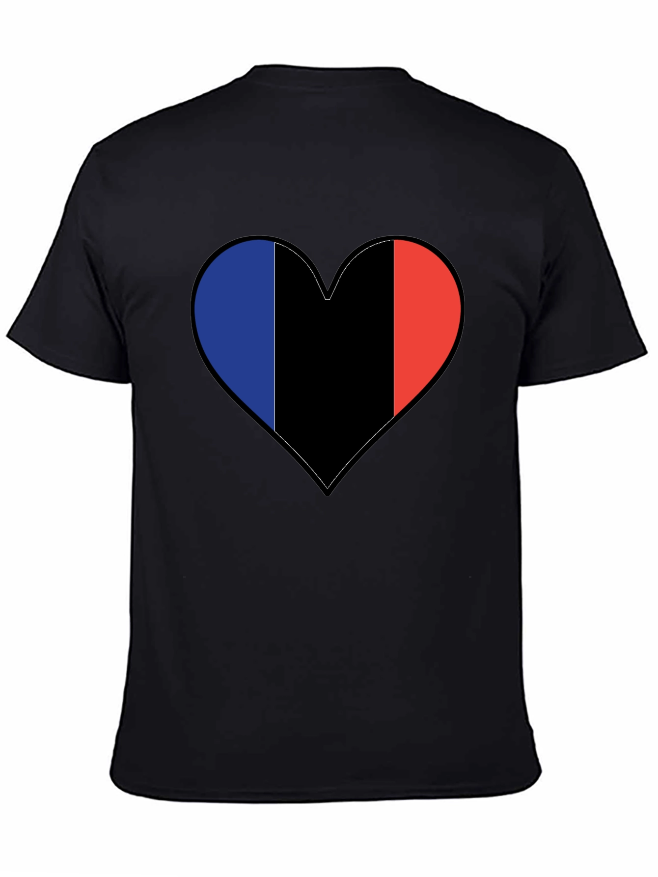 French Flag Heart Black T-Shirt